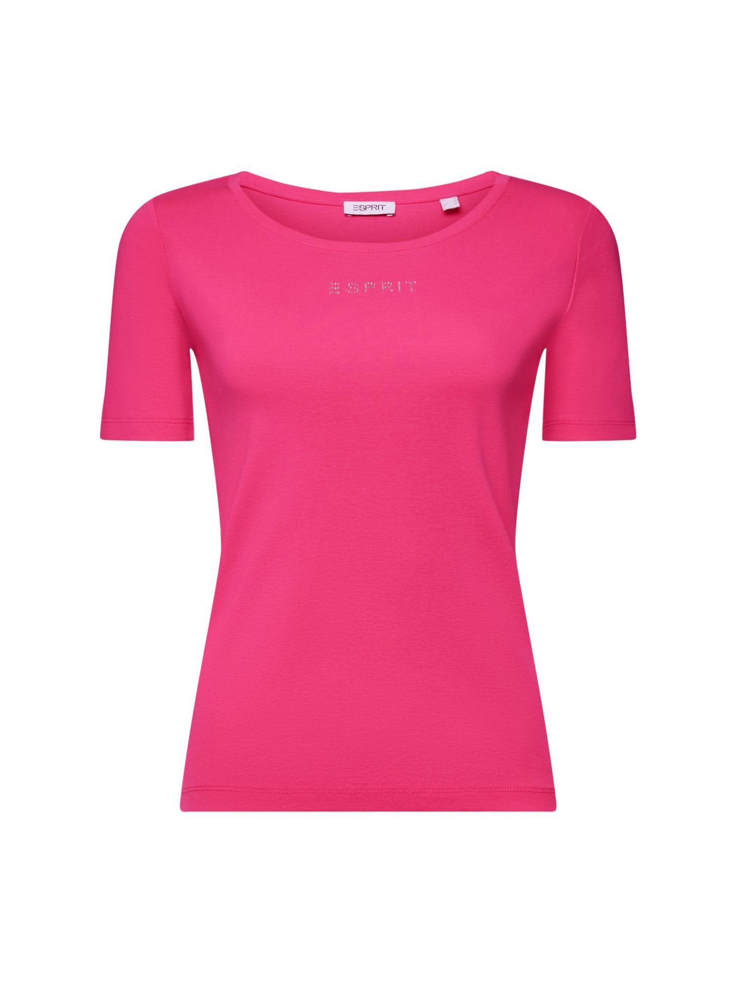 Esprit T-Shirt Top mit Strass-Logo (1-tlg)