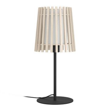 EGLO Tischleuchte FATTORIA, ohne Leuchtmittel, Nachttischlampe, Tischleuchte aus hellem Holz und weißem Textil, E27