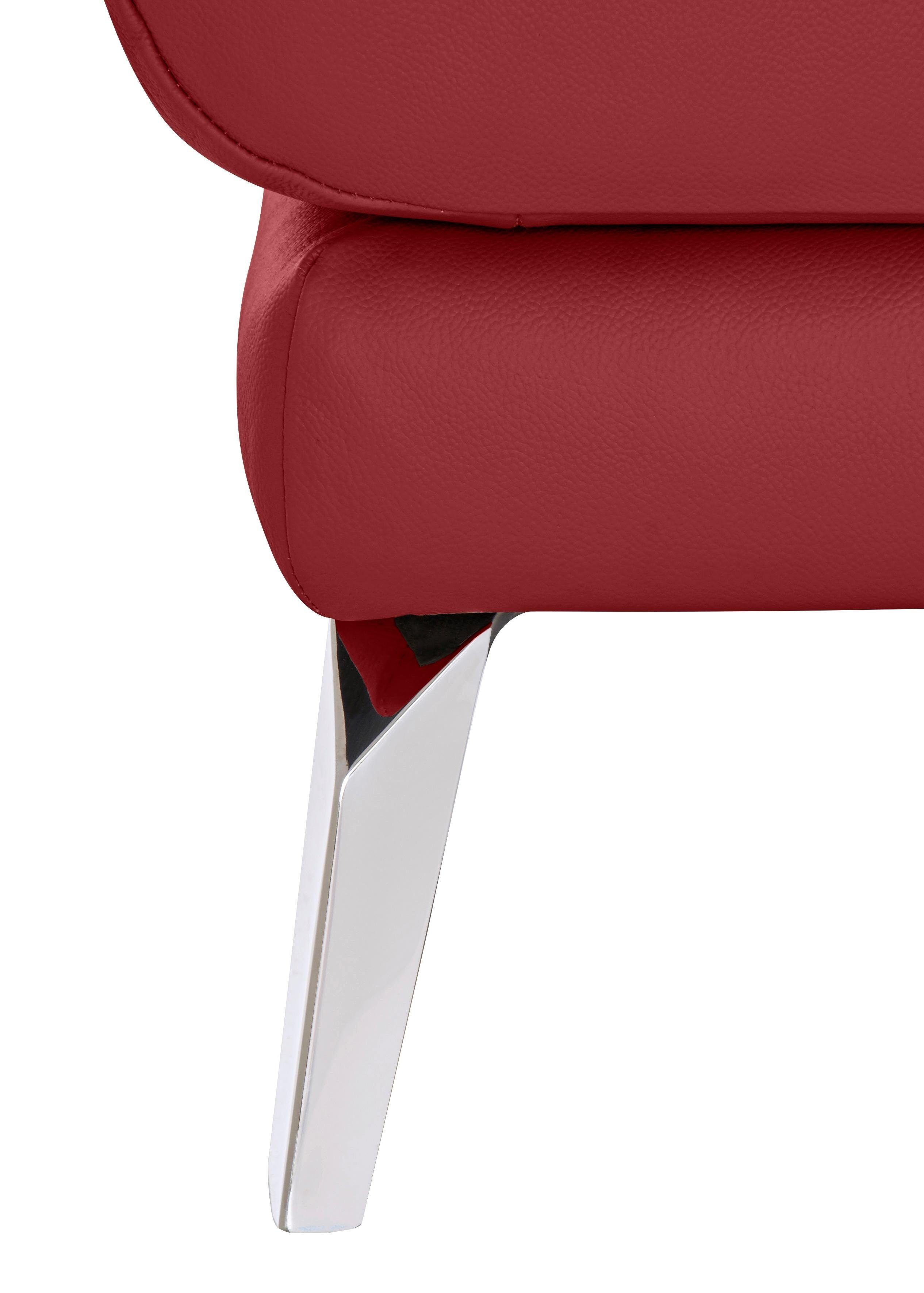 W.SCHILLIG Chaiselongue mit Heftung dekorativer Chrom softy, Füße im glänzend Sitz