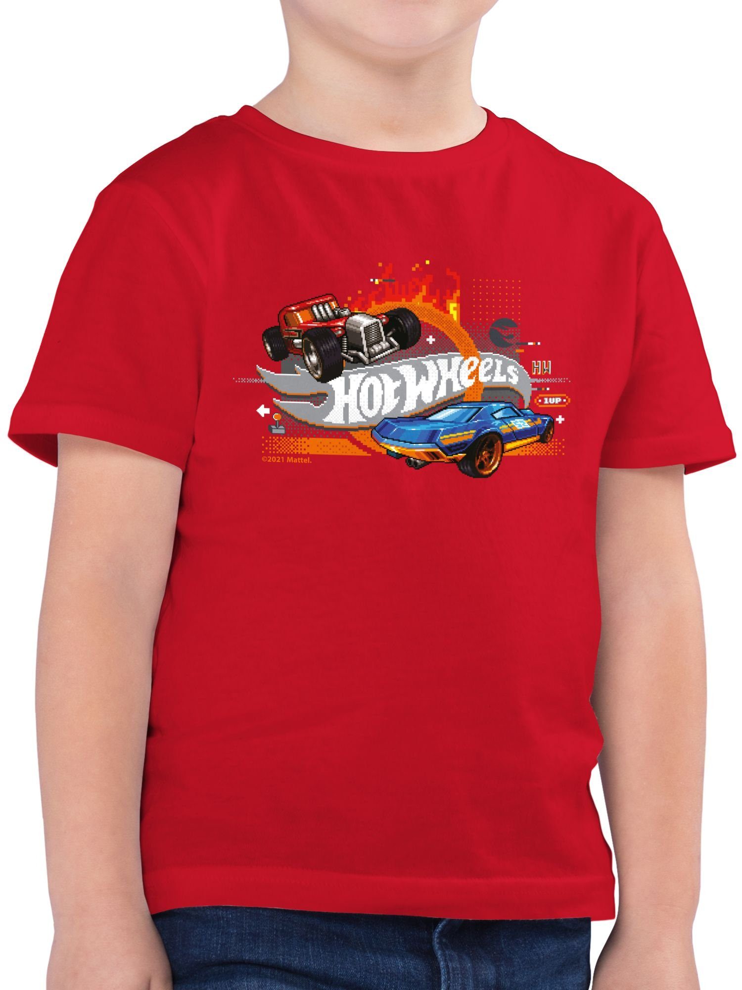 Shirtracer T-Shirt 01 Jungen Wheels Rot Logo Hot 8-Bit