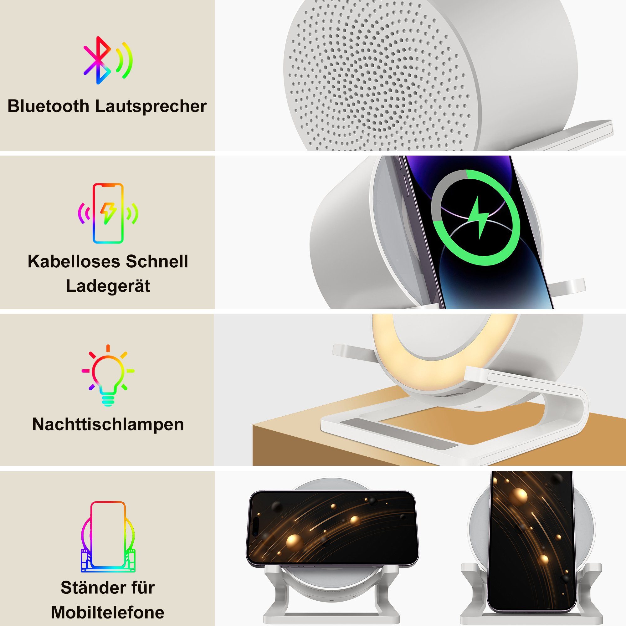 Kabellose Vbrisi Wireless Lautsprecher, Aufladekopf Bluetooth mit Bluetooth-Lautsprecher Ladegeräte