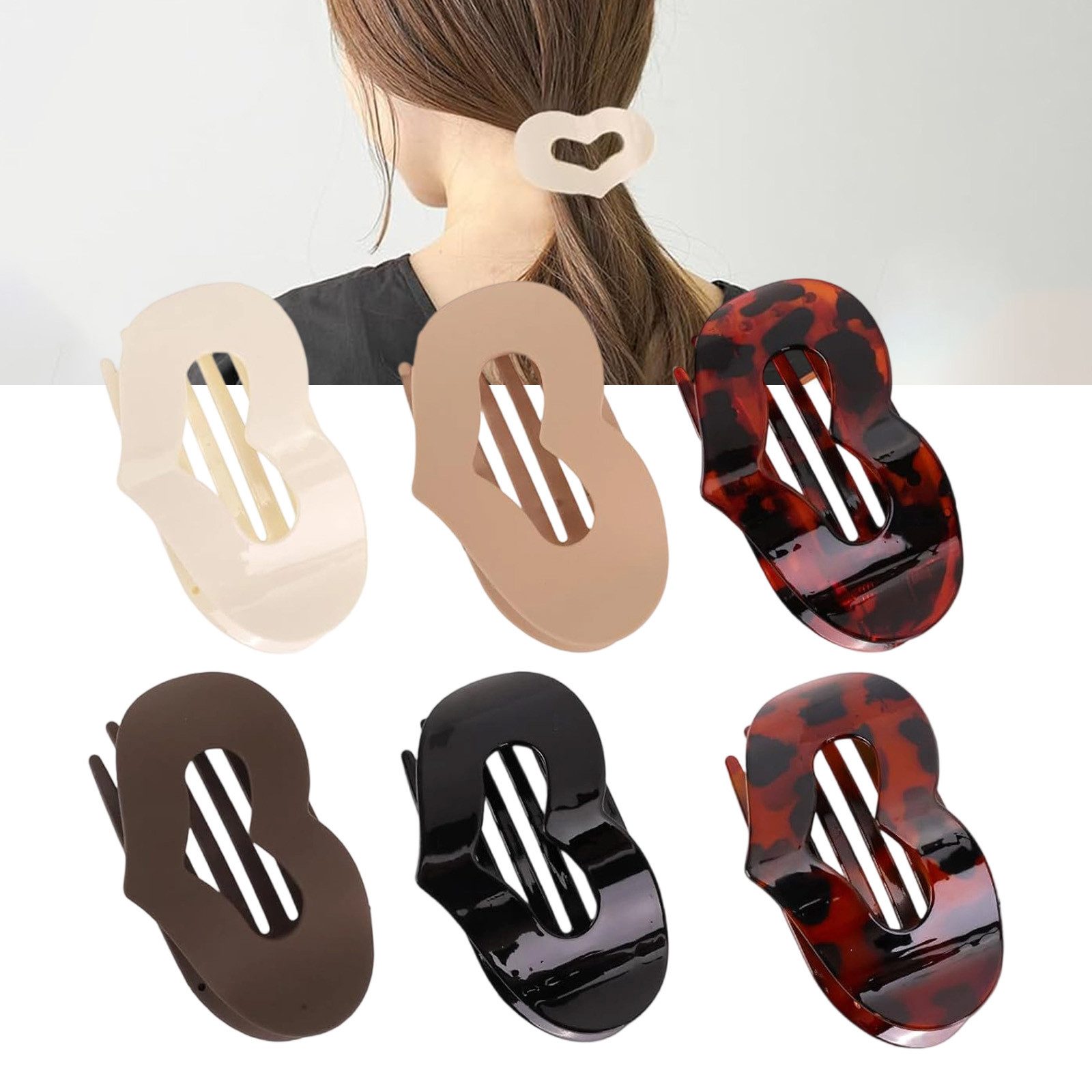 OKWISH Haarspange 6er Set Damen Haarklammer Rutschfeste Haarclips aus Kunststoff