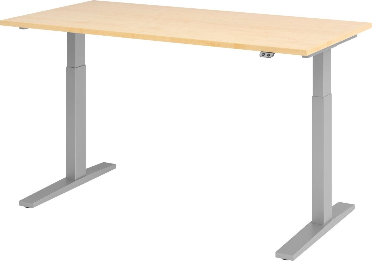 Schreibtisch Sitz-Steh-Schreibtisch elektrisch 160x80cm Ahorn/Silber
