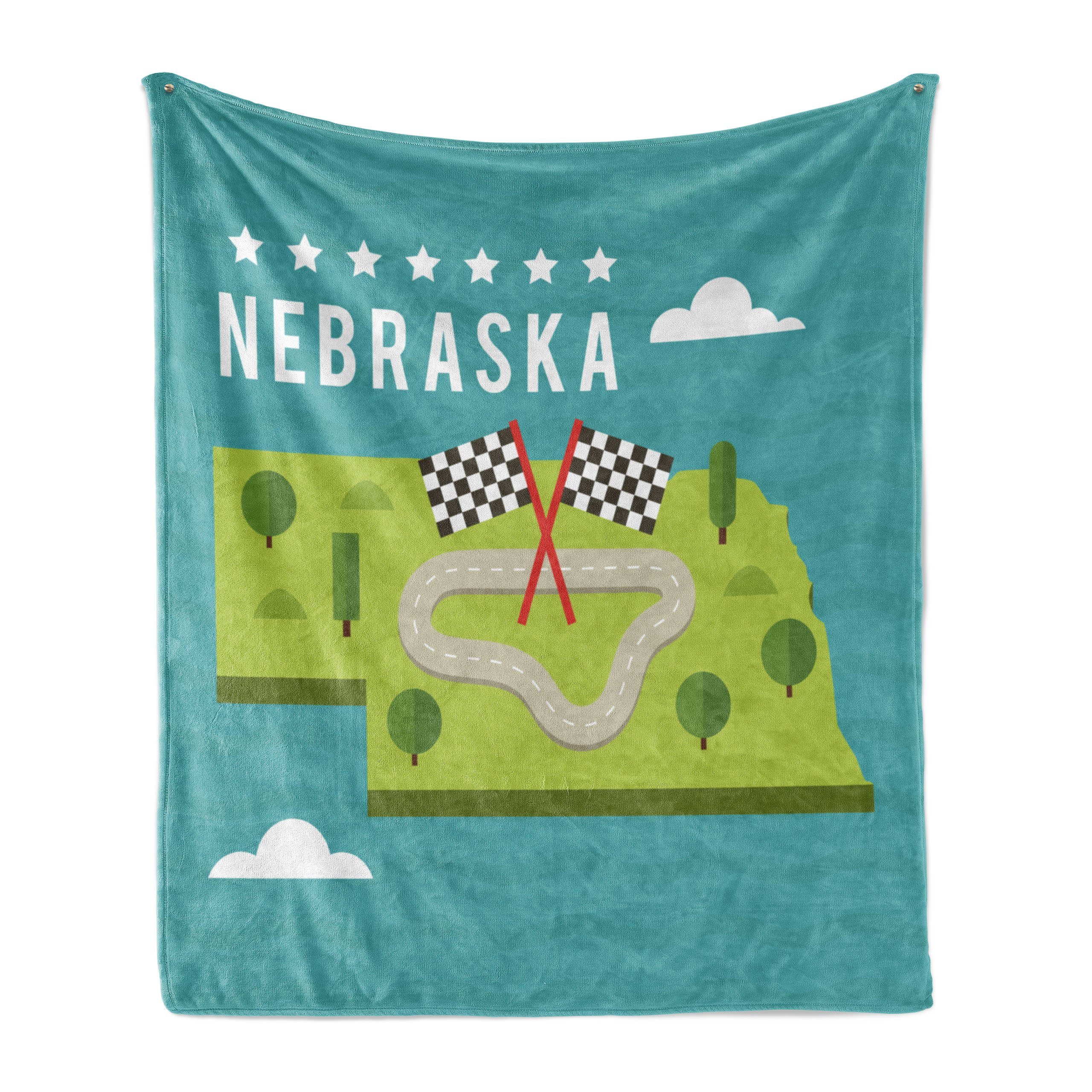 Wohndecke Gemütlicher Plüsch für den Innen- und Außenbereich, Abakuhaus, Nebraska Karte von Nebraska State | Wohndecken