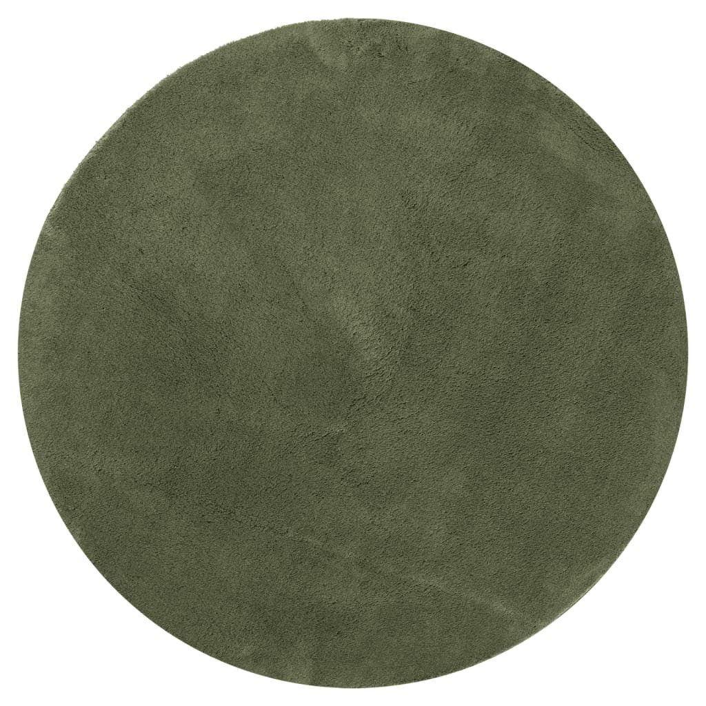 vidaXL Teppich Teppich HUARTE Kurzflor Weich und Waschbar Waldgrün Ø 100 cm, Runde, Höhe: 1.8 mm