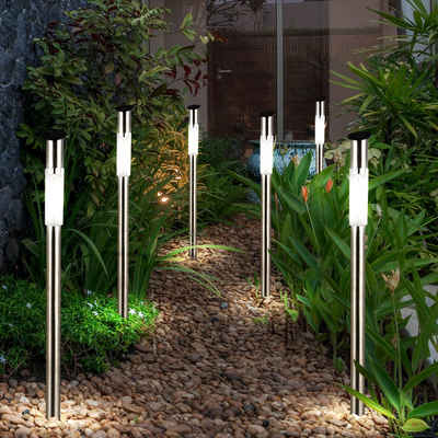 etc-shop LED Gartenleuchte, LED-Leuchtmittel fest verbaut, 6er Set Solarleuchten Gartenleuchte Außenbeleuchtung Lampe