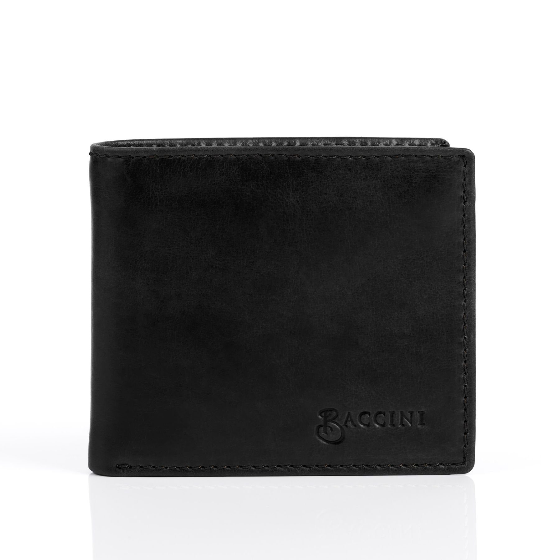 BACCINI Geldbörse echt Leder Geldbeutel groß schwarz LEANDRO, Portemonnaie Echtleder für Herren, Wallet, Brieftasche schwarz