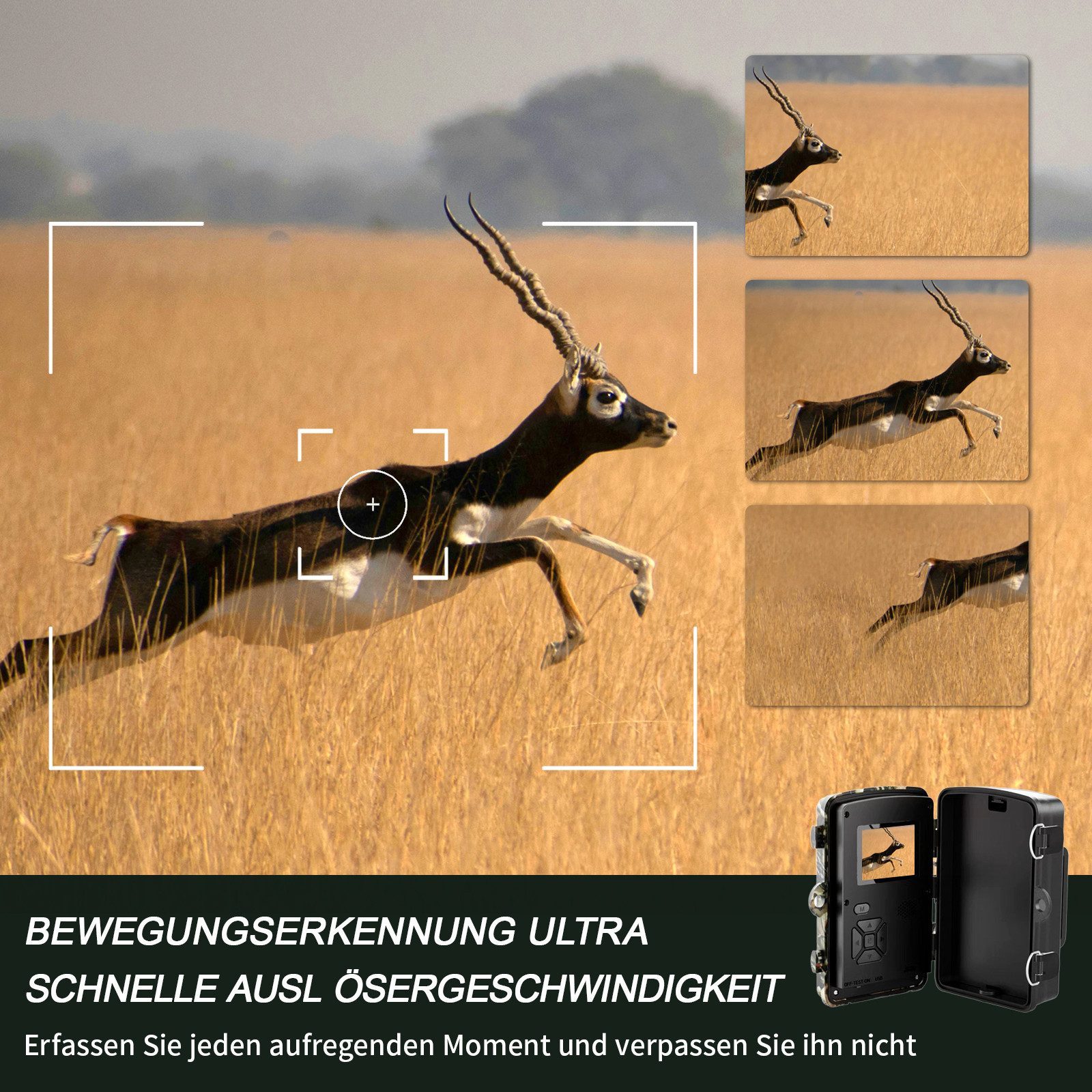 Fine Life Pro Wildkamera 16MP 1080P IP66 wasserdichte Infraro Wildkamera (Wildkamera mit Bewegungsmelder und Nachtsicht mit 32GB Karte) – Bild 4 von 5