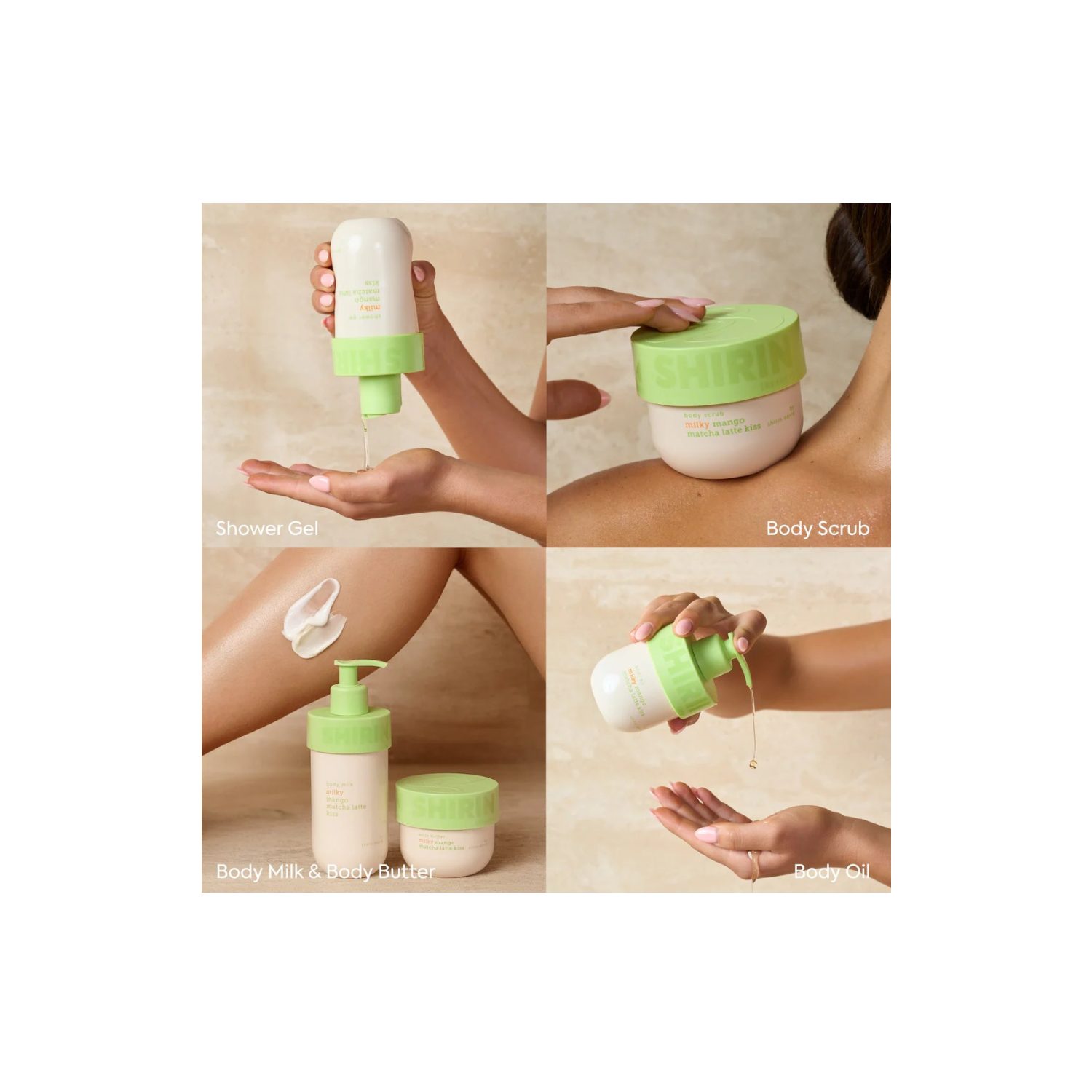 Shirin Beauty Duschgel The Complete Bodycare - 5er Set Milky Mango Matcha Latte Kiss, 5-tlg.