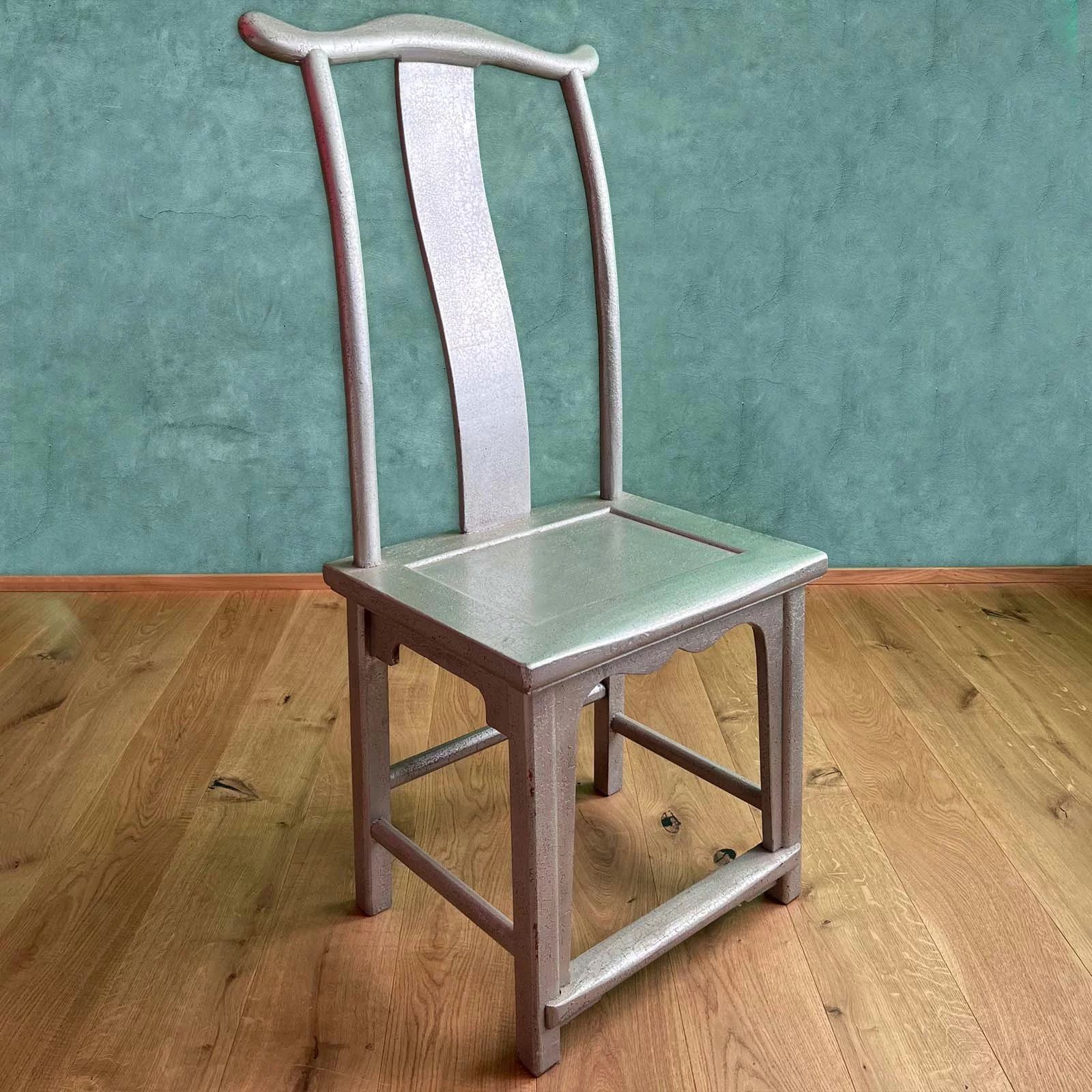 Asien LifeStyle Stuhl Stuhl China Ulmen Holz Design Silber