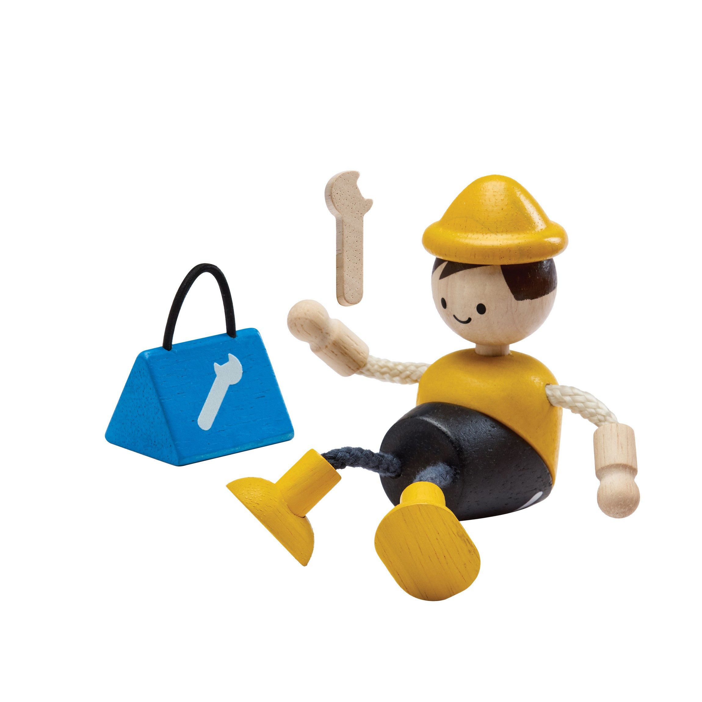Plantoys Biegepuppe PlanToys- Handwerker-Puppe 18,8x7,5x9,5 cm - 3y+