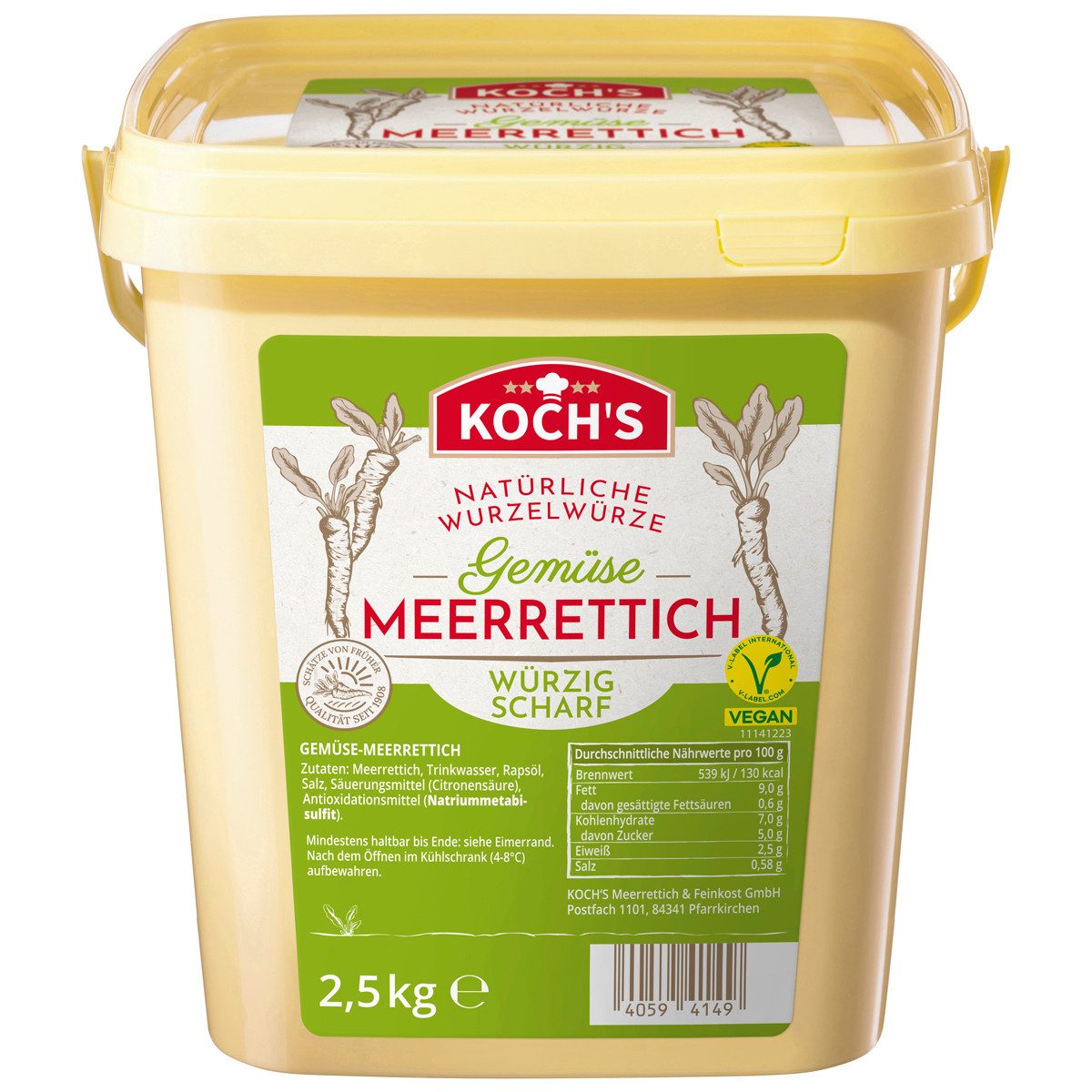 Homann Saucen, Kochs Gemuese Meerrettich streichzart fein gerieben im Eimer 2500g