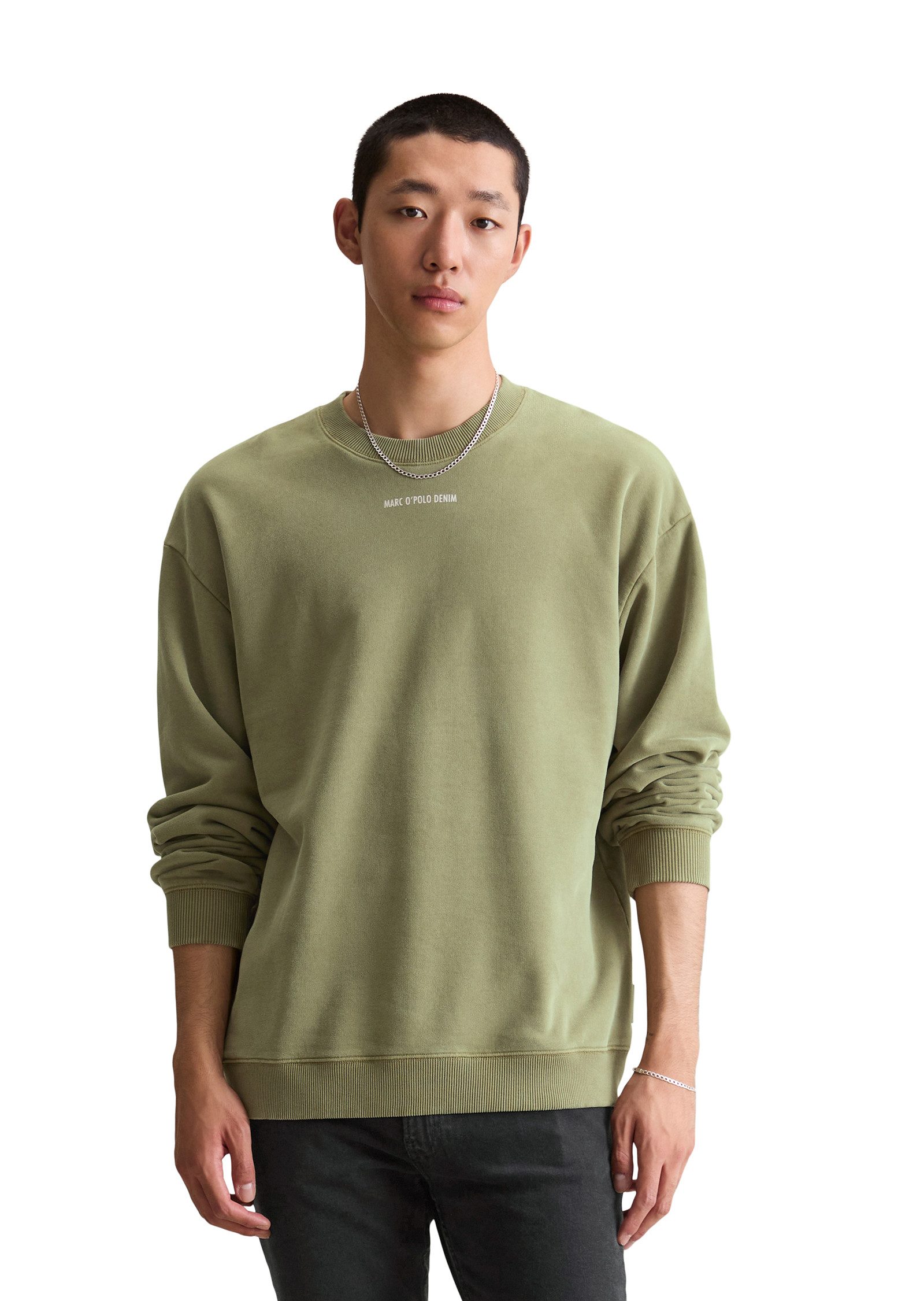 Marc O'Polo DENIM Sweatshirt Gerippter Rundhals, günstig online kaufen