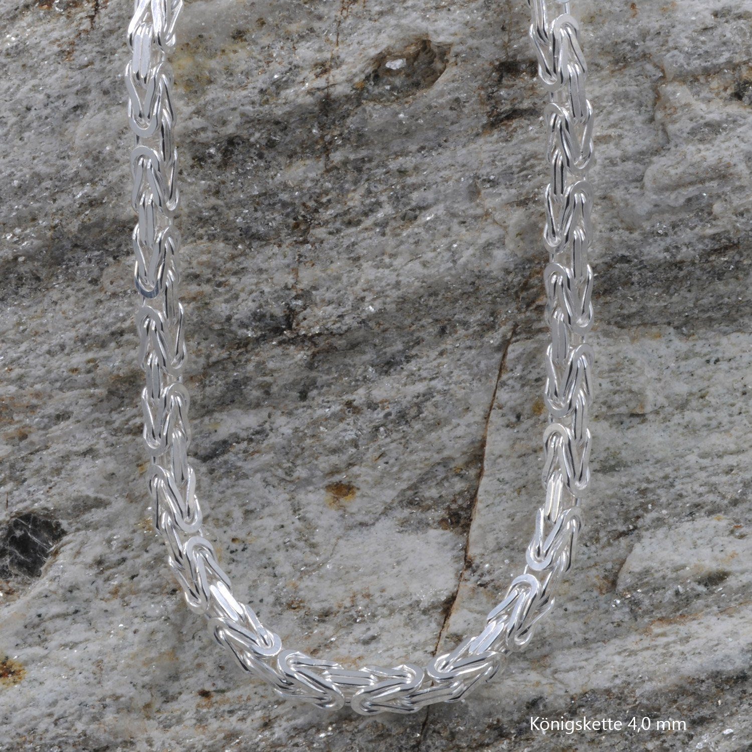 HOPLO Königskette Silberkette Königskette Länge 23cm - Breite 4,0mm - 925 Silber, Made in Germany
