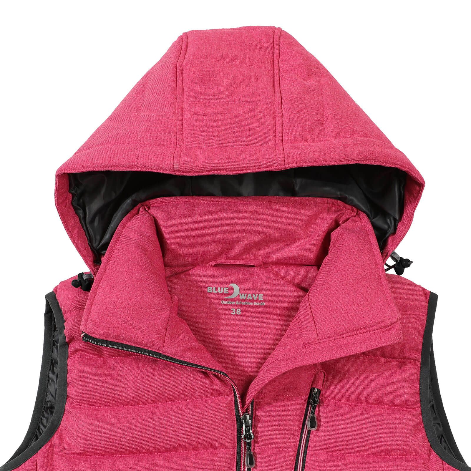 Blue Wave Steppweste Damen Weste Nathalie gesteppt Kapuze - Damenweste Outdoor-Weste leicht Abnehmbare & verstellbare Kapuze, 2-Wege-Reißverschluss, Taschen – Bild 5 von 5