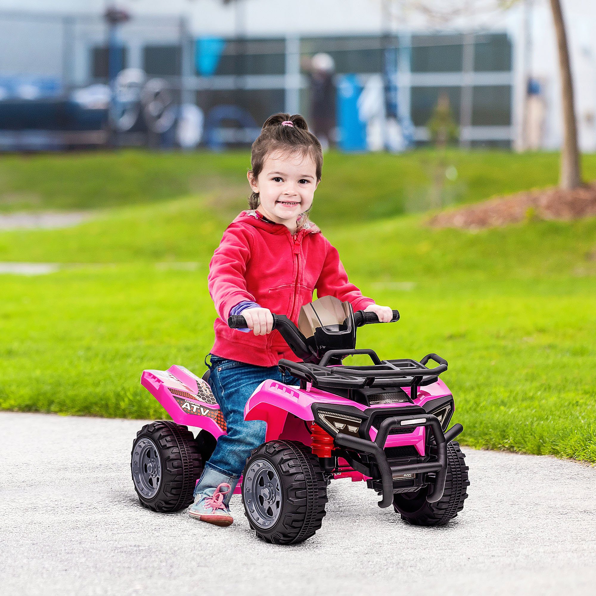 HOMCOM Elektro-Kinderquad Kinderfahrzeug Kindermotorrad Elektroquad, aus Metall, Belastbarkeit 25 kg, (1-tlg), für Kinder, Rosa