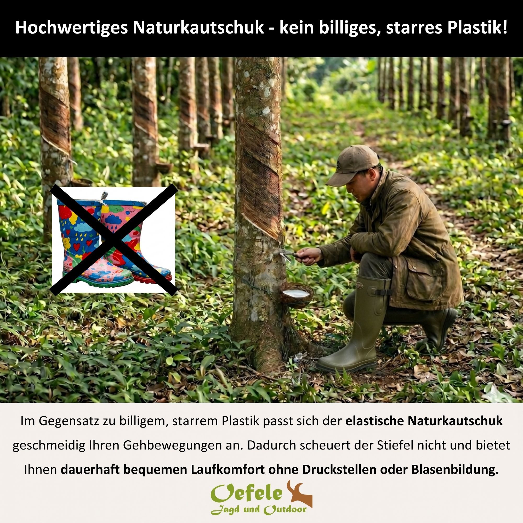 La Chasse® Naturkautschuk-Gummistiefel "Brest" wasserdicht Jagdstiefel Gummistiefel