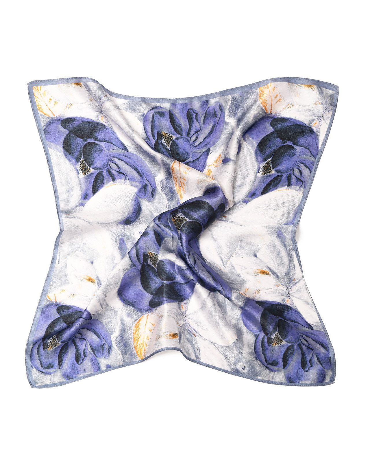 MayTree Seidentuch Nickituch quadratisch, Sommerbluete 53x53 cm, blau, (Stück), 100% Seide