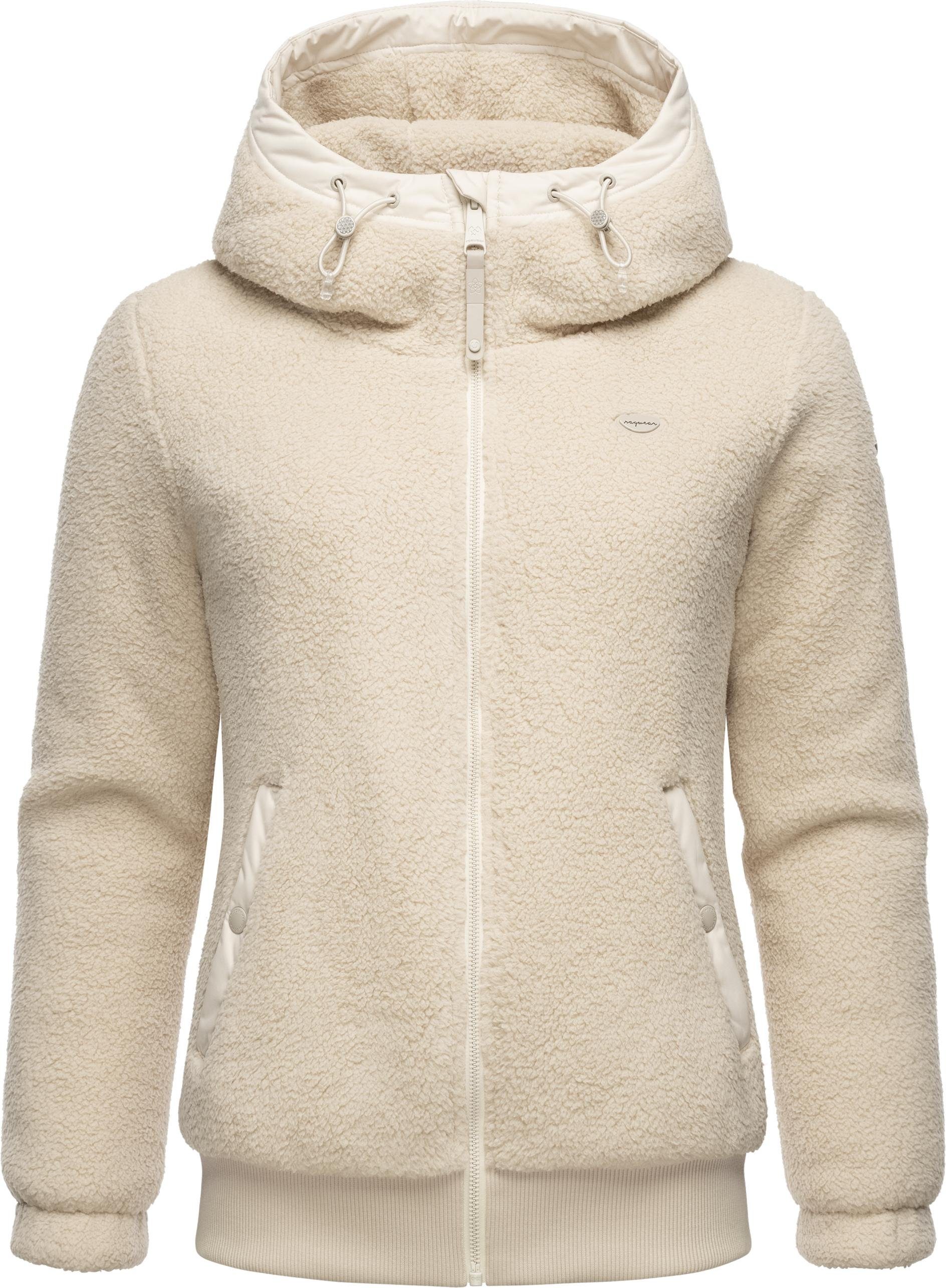 Ragwear Outdoorjacke Cousy Short flauschige Übergangsjacke mit Teddyfell und Kapuze