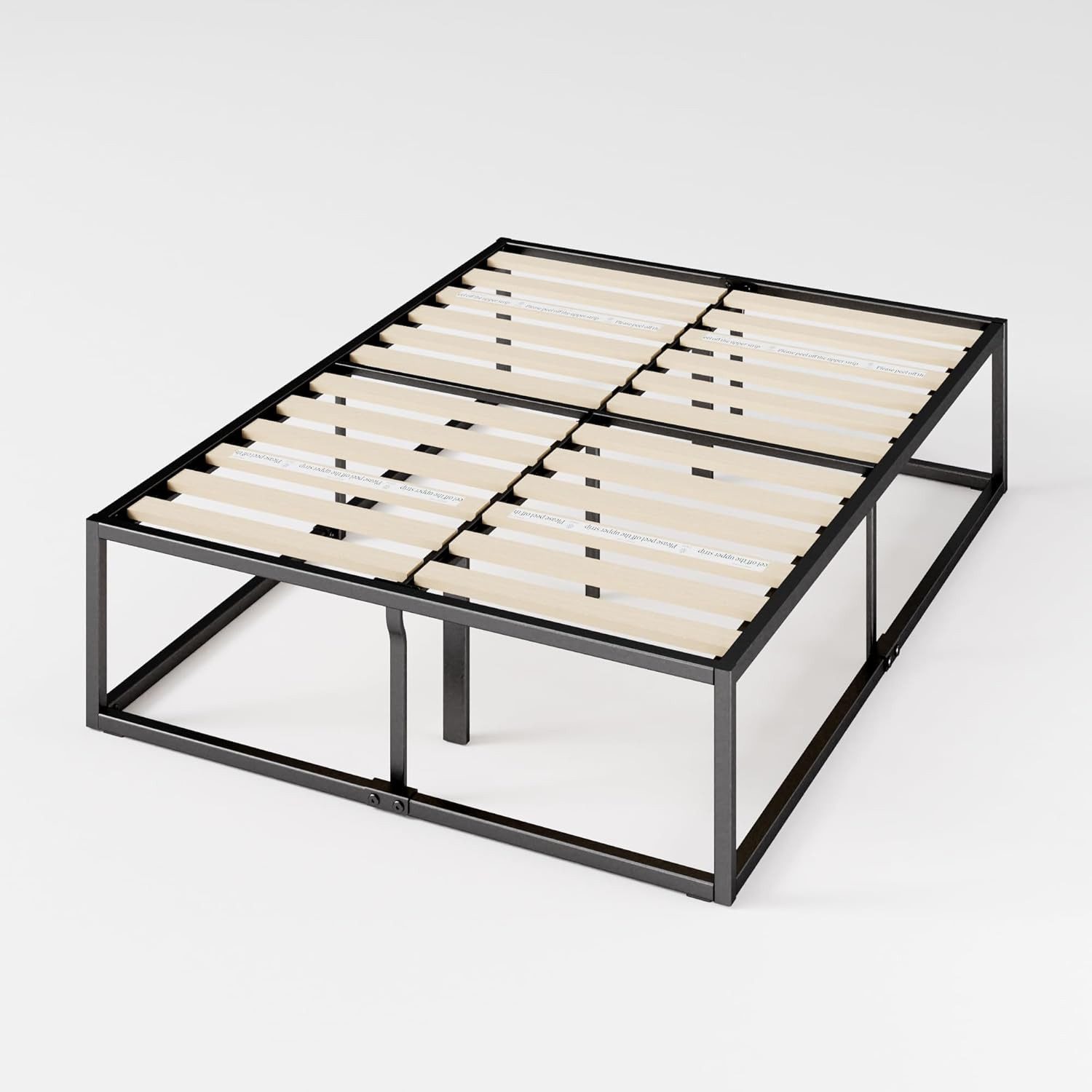 ZINUS Bettgestell Joseph - Stabiler Bettrahmen mit Holzlattenrost & Stauraum (Bis 318 kg belastbar, 1-tlg., Doppel/Einzelbett, Schwarz, 160x200 cm), Kinderleichter Aufbau, Robust