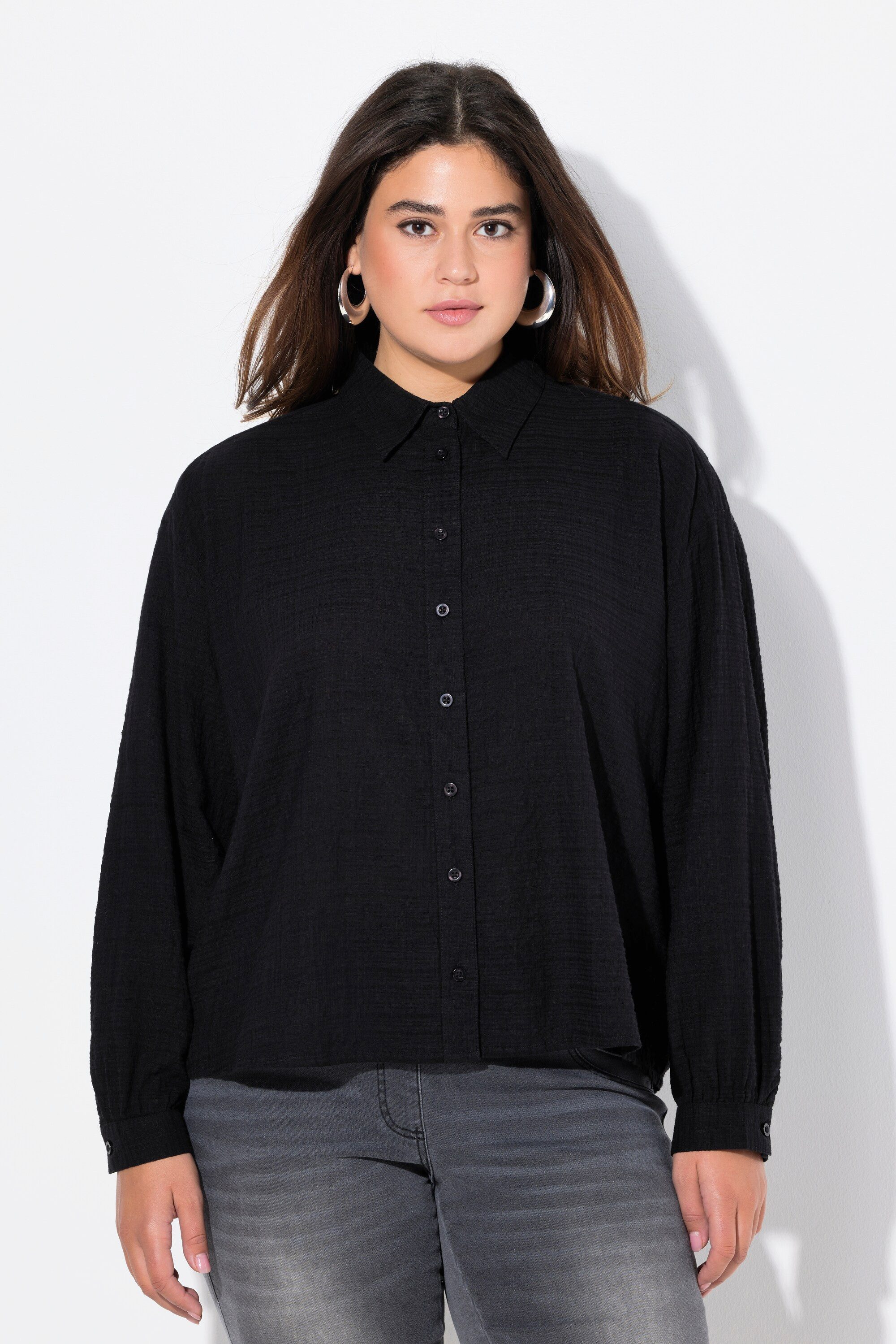 Hemdbluse Hemdbluse Oversized Hemdkragen Langarm