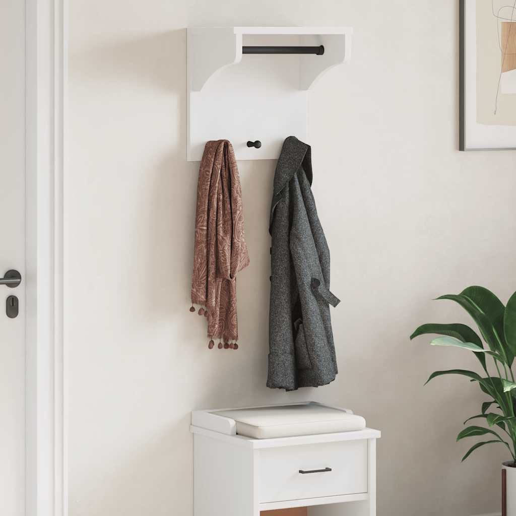 vidaXL Garderobenständer Wandgarderobe SANDNES Weiß 43x30x42 cm Massivholz Kiefer, (1 St)