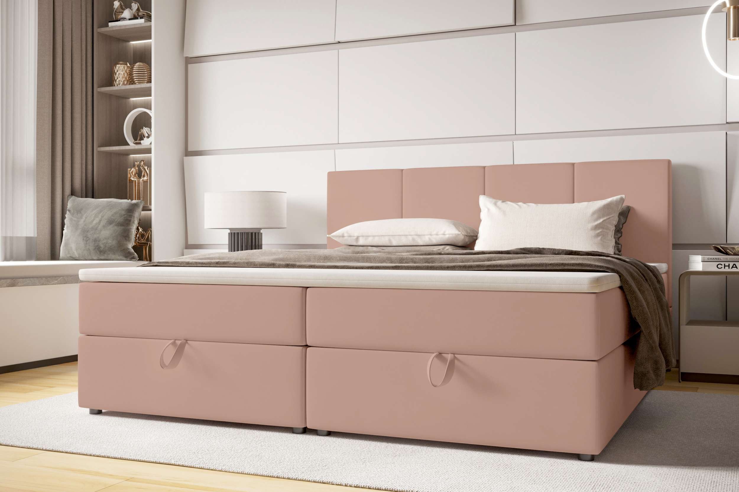 99rooms Boxspringbett Alvaro (Schlafzimmerbett, Bett), 140/160/180x 200 cm, mit Topper, Bonellfederkern, Kopfteil gepolstert