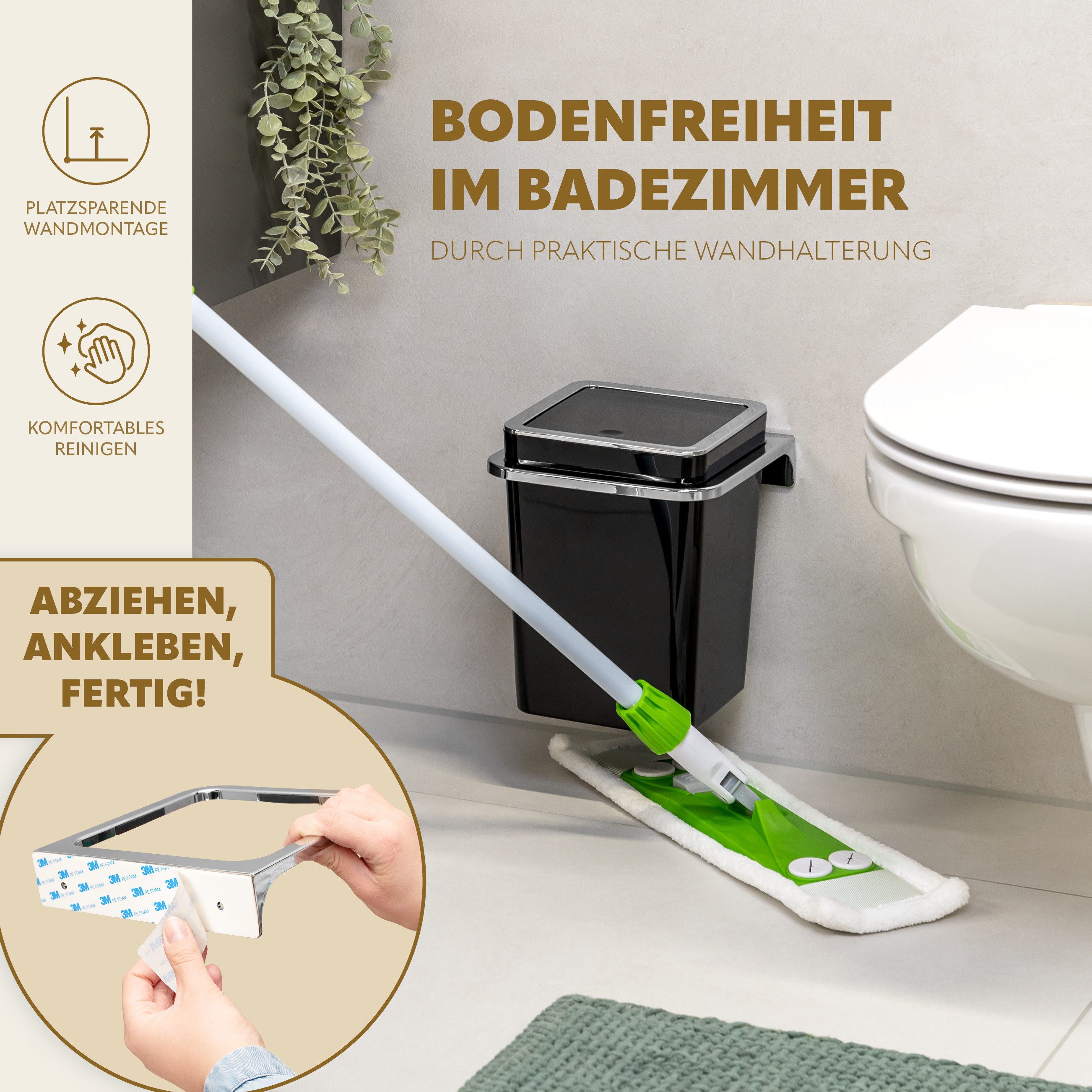 bremermann Kosmetikeimer SAVONA inkl. Wandhalterung 6 Liter Kunststoff – Bild 3 von 5