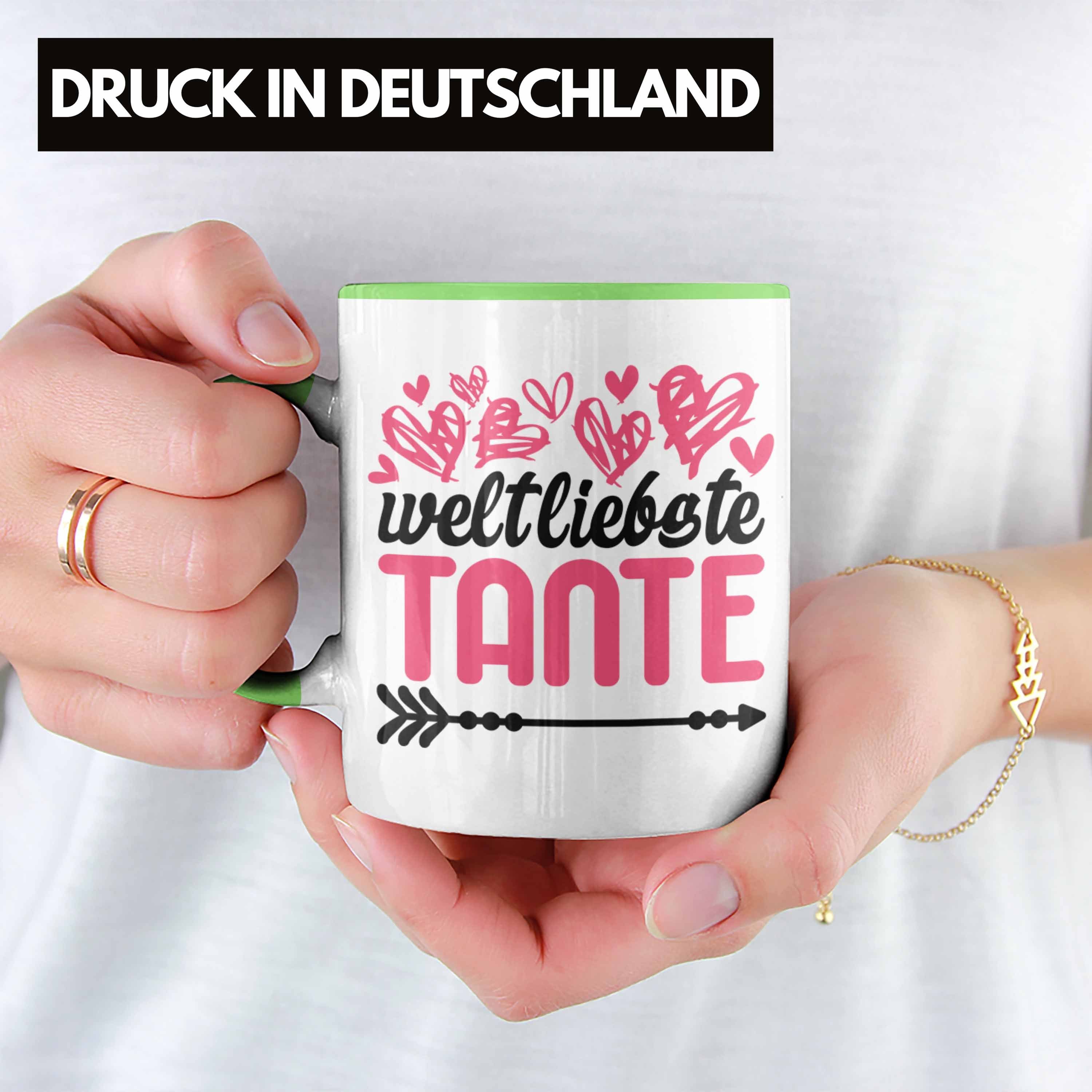 für Tante Geschenk Beste Trendation Tante Tasse Kaffeetasse Spruch Tasse mit Weltliebste der Grün Welt - Trendation