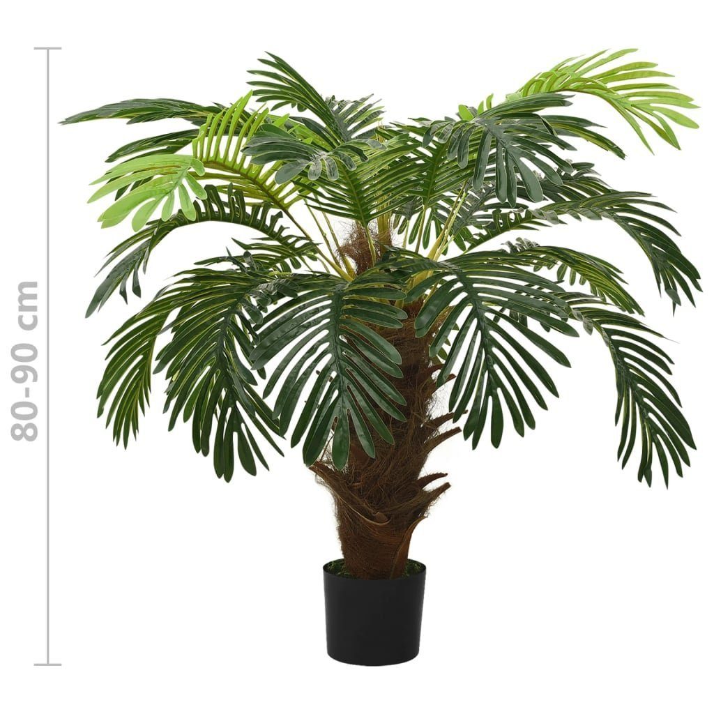 Künstliche cm Kunstpflanze 90 mit Cycas Palme cm Höhe Grün, 90 furnicato, Topf