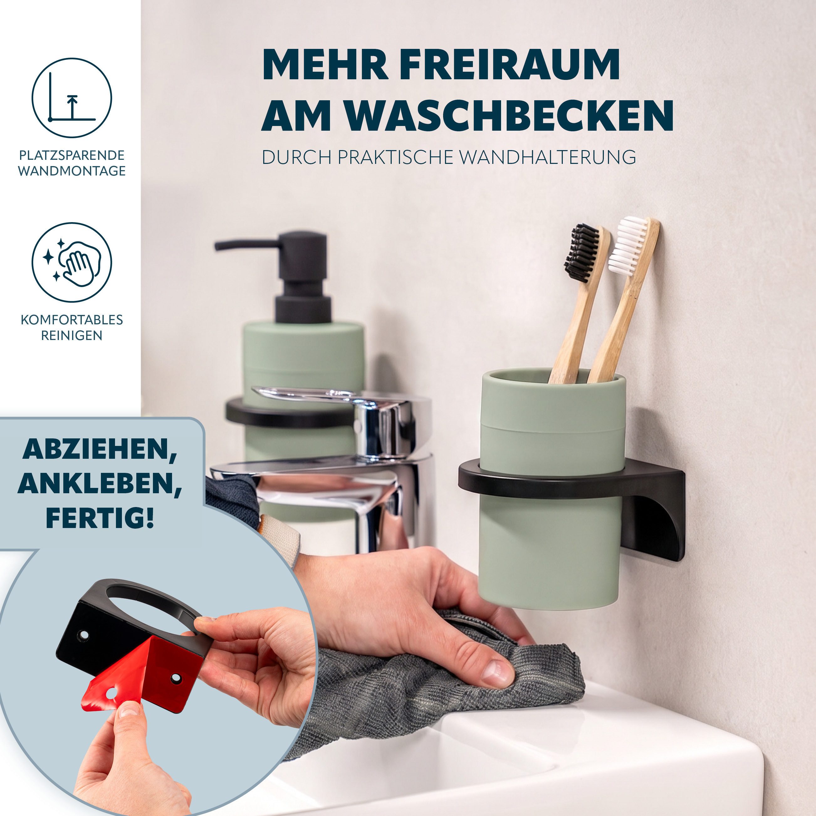 bremermann Badaccessoire-Set Bad-Serie SAVONA Softtouch inkl. Wandhalter, rund, 2 tlg. – Bild 4 von 5