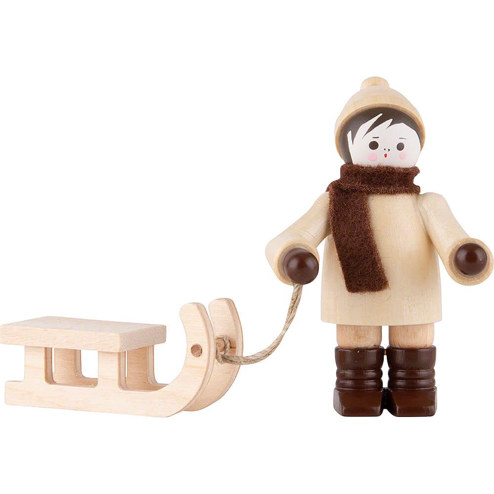 Volkskunstwerkstatt Romy Thiel Dekofigur Thiel-Figur Schlittenkind - natur (5,8cm) von Romy Thiel