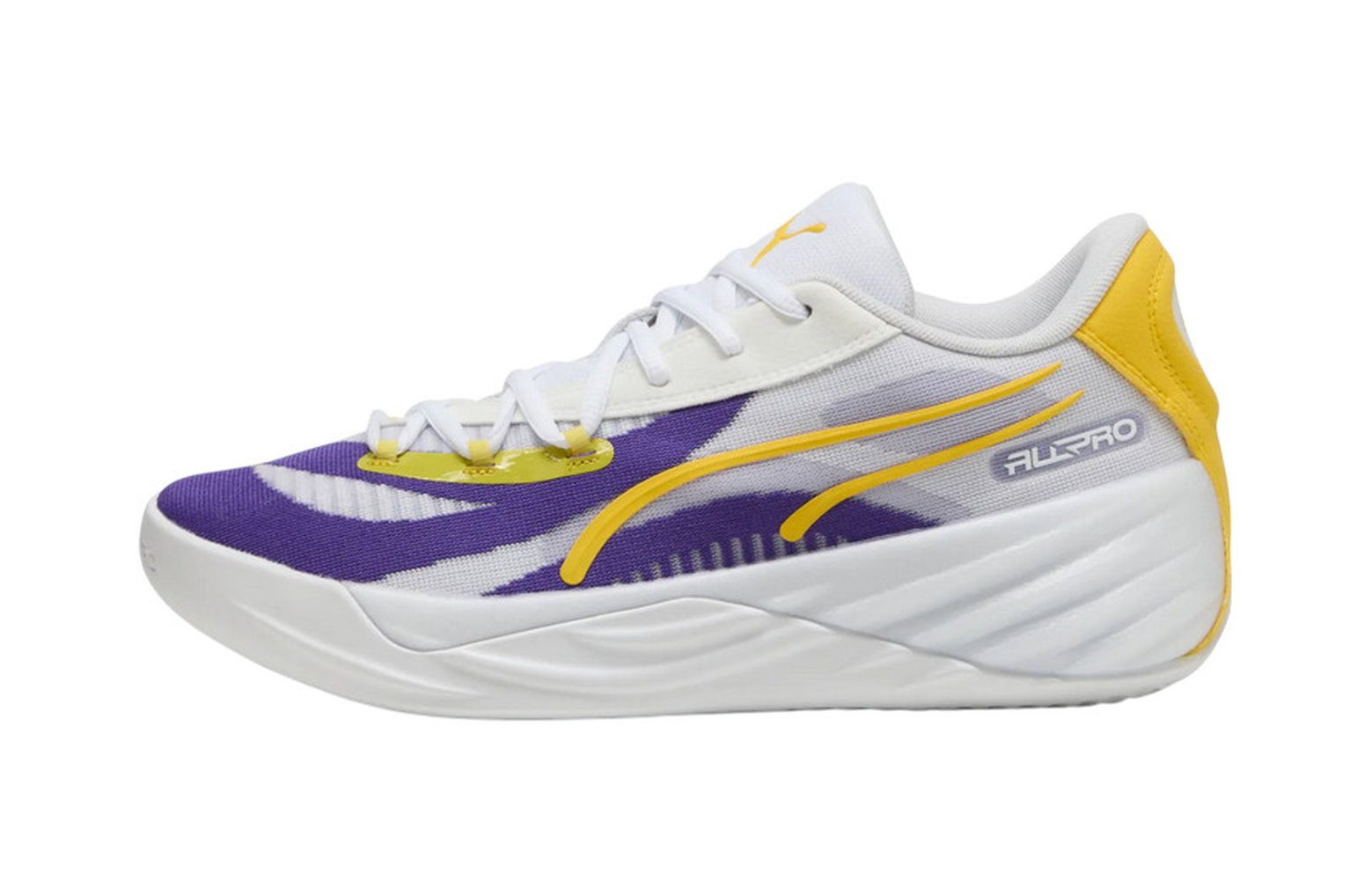 PUMA Hallen-Indoorschuhe All-Pro LA (Basketball) weiss/violett/gelb Herren Badmintonschuh