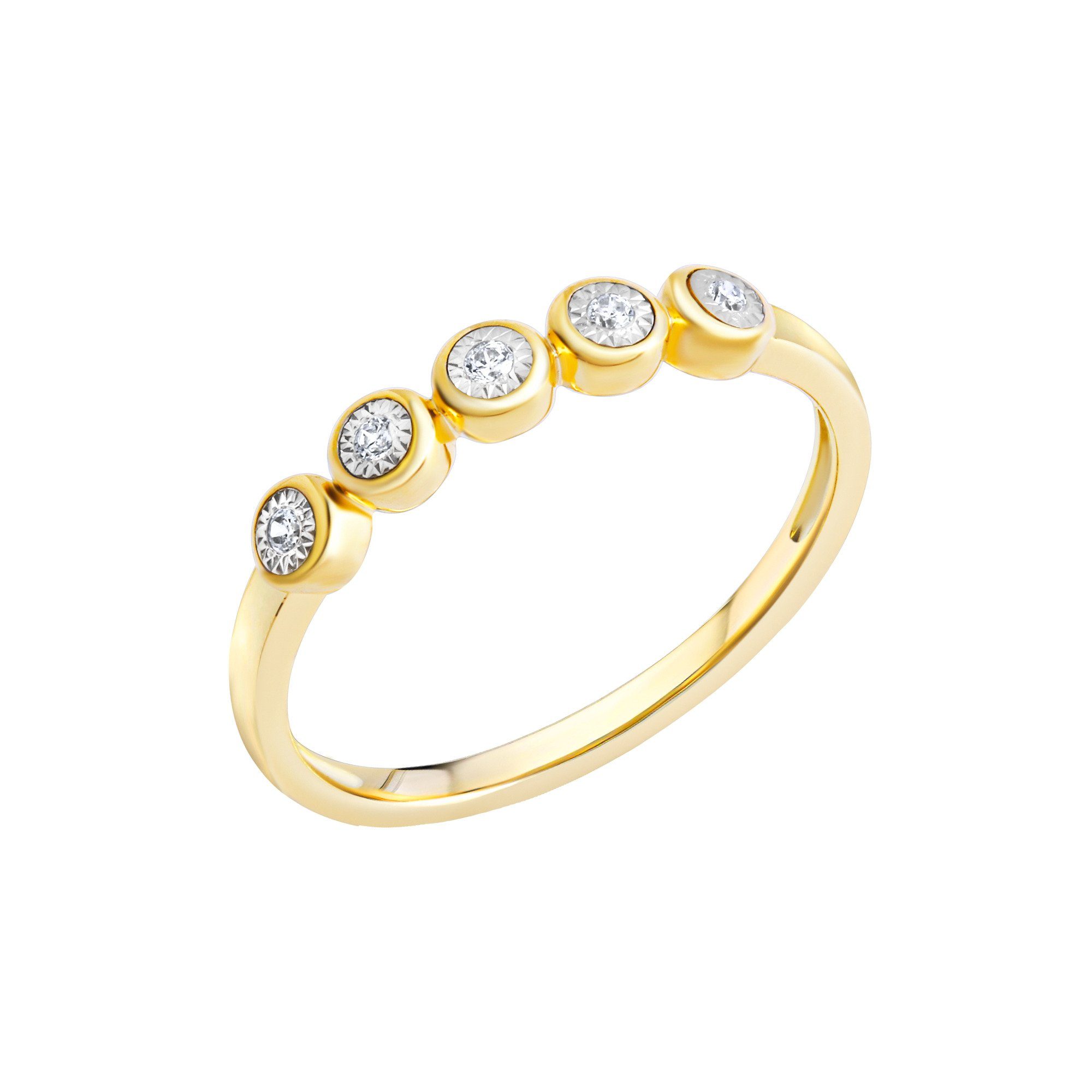 by Gelbgold 585 K. Ellen bicolor Fingerring Diamonds Brill.