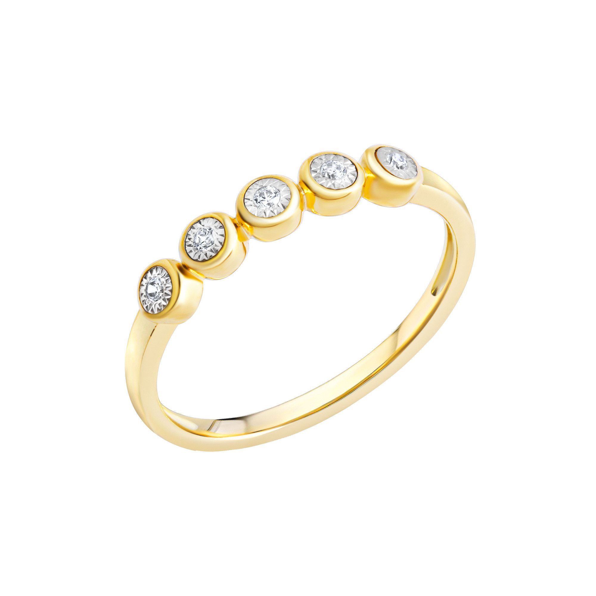 Fingerring Gold 585 zweifarbig mit 5x Brillant zus. 0,05ct.