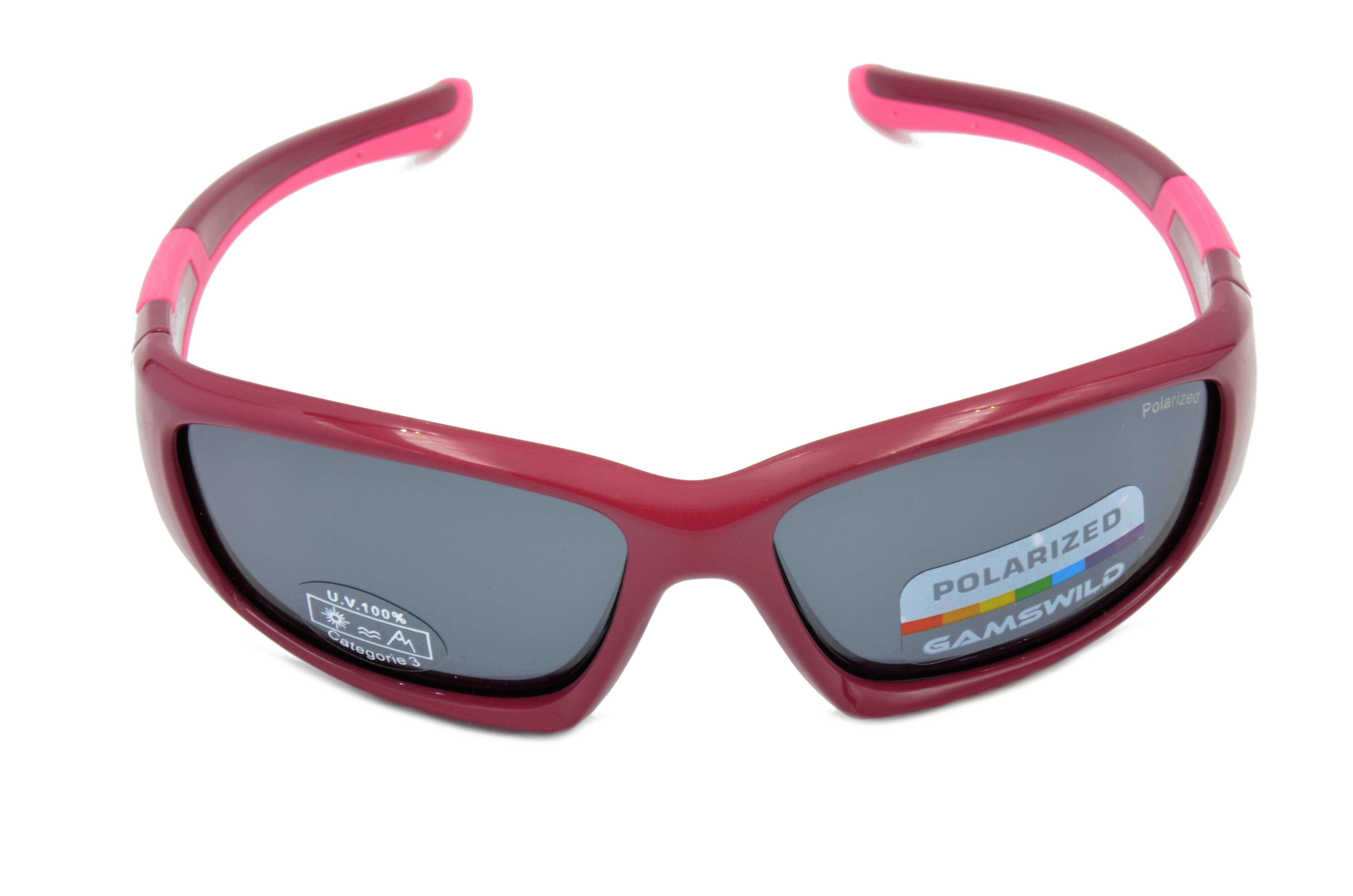 Gamswild Sonnenbrille UV400 GAMSKIDS Jugendbrille 5-12 Jahre Kinderbrille Mädchen Jungen kids Modell WJ5821 in beere, blau, weiß, schwarz-grün, rot-grau