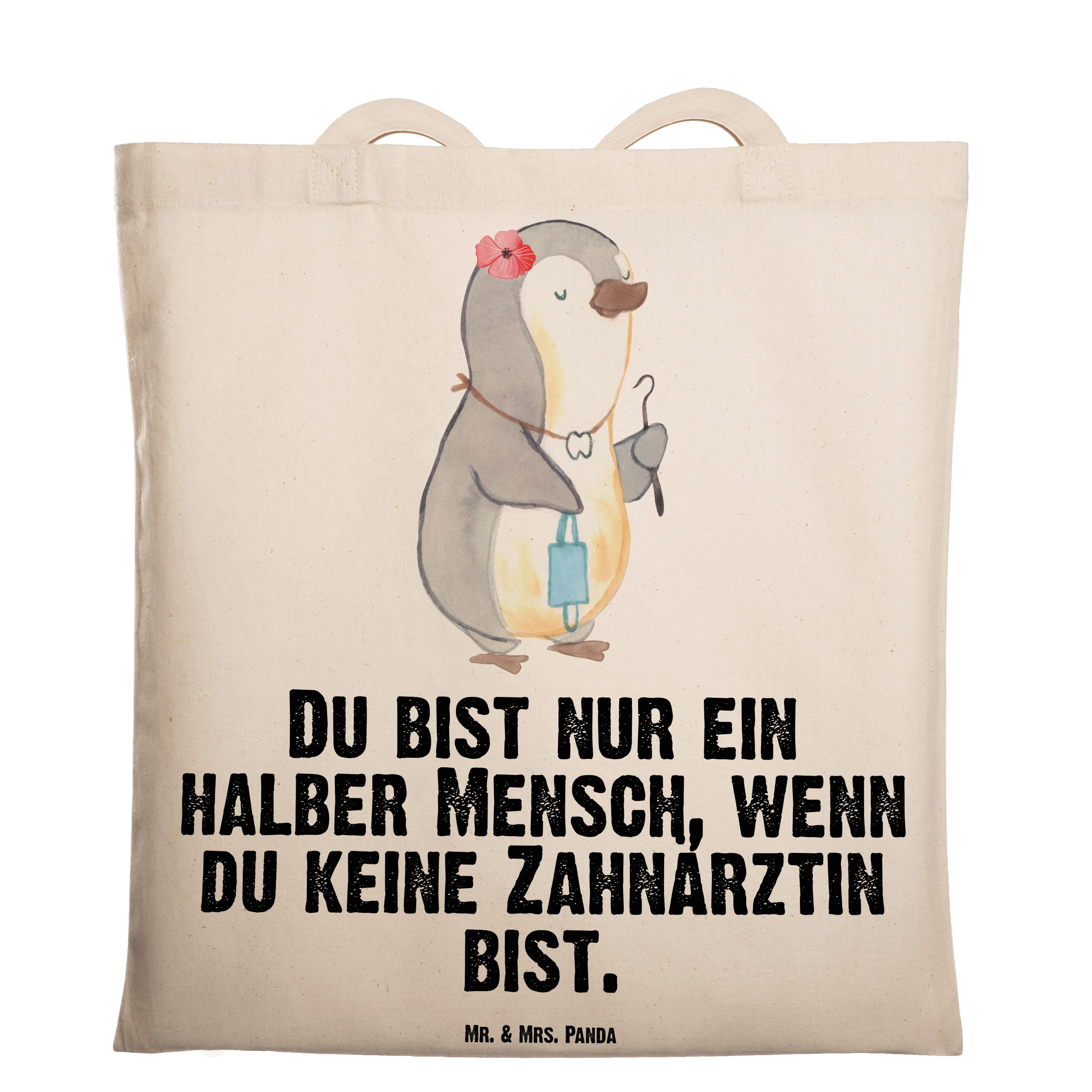 - - D Zahnärztin & Beuteltasche, Tragetasche Transparent Mr. (1-tlg) Beutel, Geschenk, mit Herz Panda Mrs.