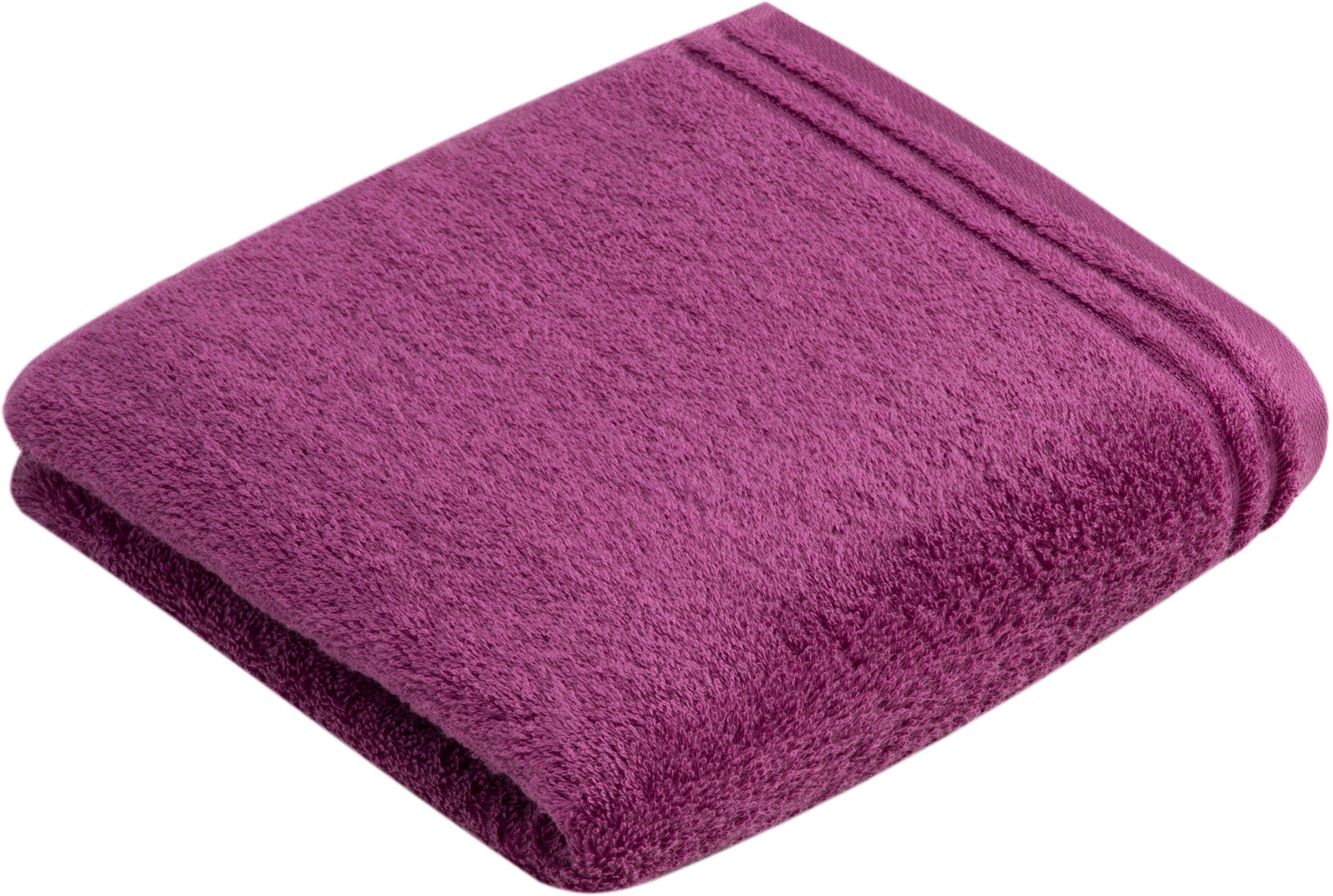 Vossen Badetuch Calypso Feeling, Walkfrottee mit Baumwolle, einfarbig hochwerter aus purple schmaler Vegan, (1-St), Bordüre, 100