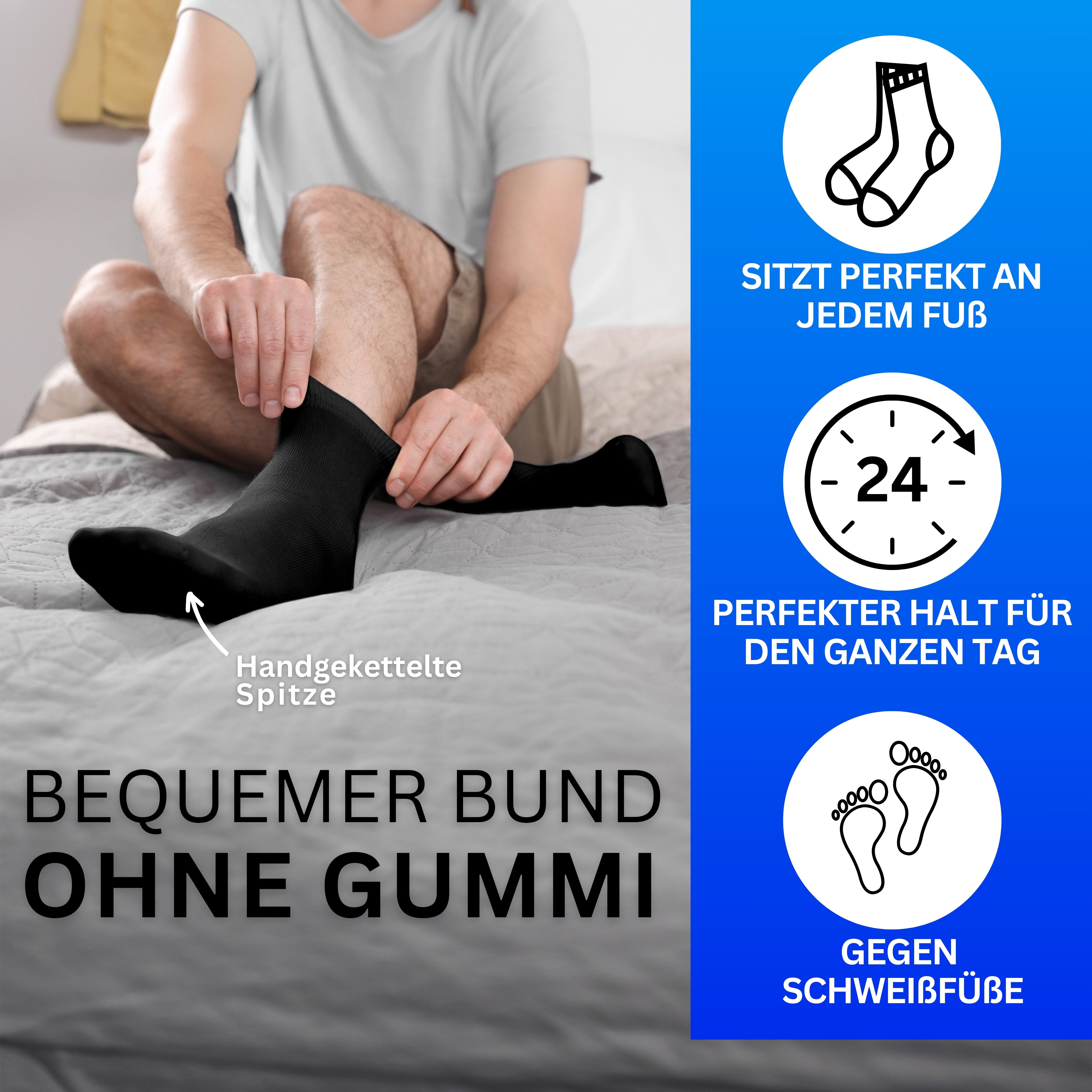 MEDOLY Gesundheitssocken Socken ohne Gummibund, 75% Baumwolle (6 Paar) ohne störende Naht, ohne Bund