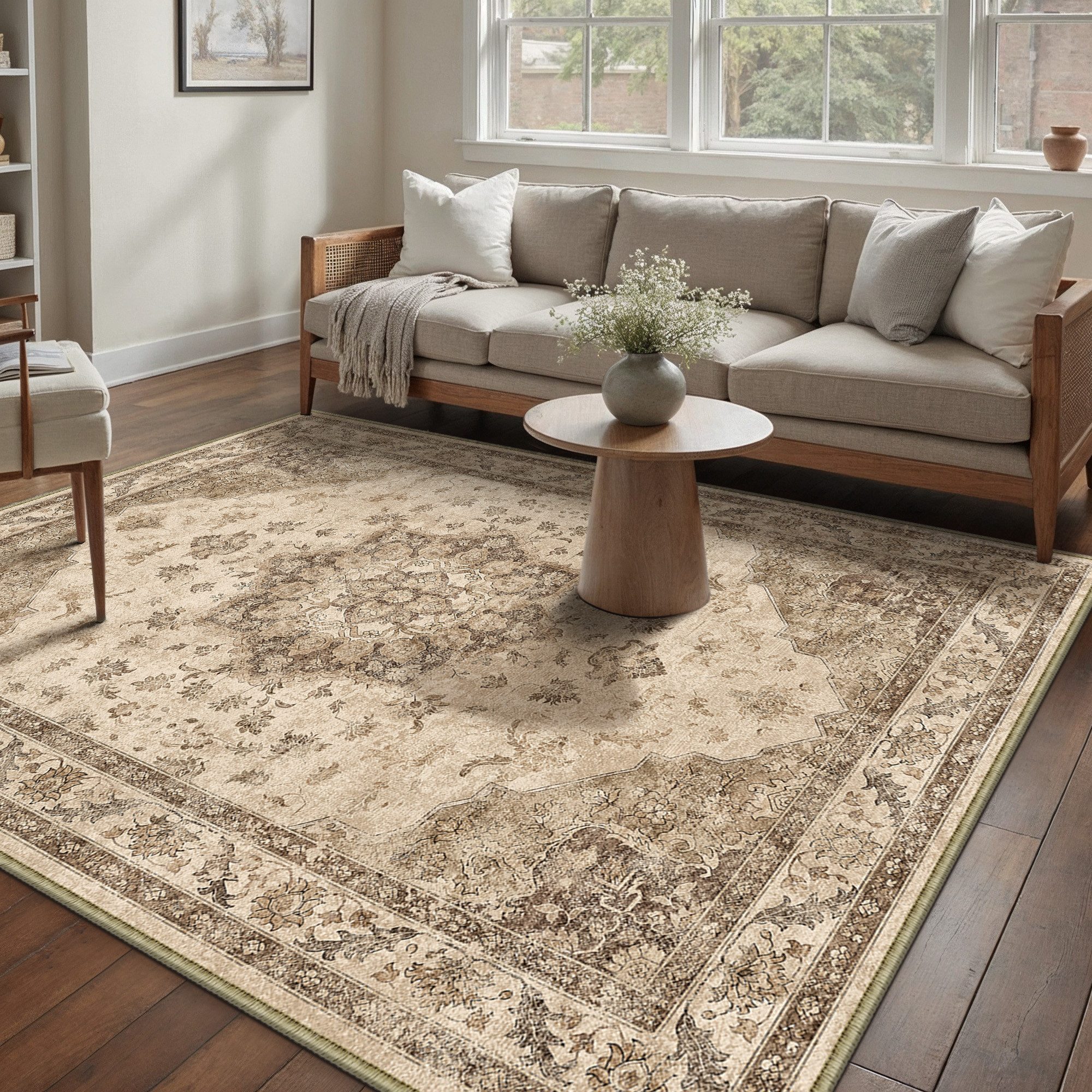 PURECOZY Teppich Kurzflor & Weich, Waschbar & Pflegeleicht, Retro-Design, Rechteckig, Höhe: 6.1 mm, geeignet für verschiedene Innenräume