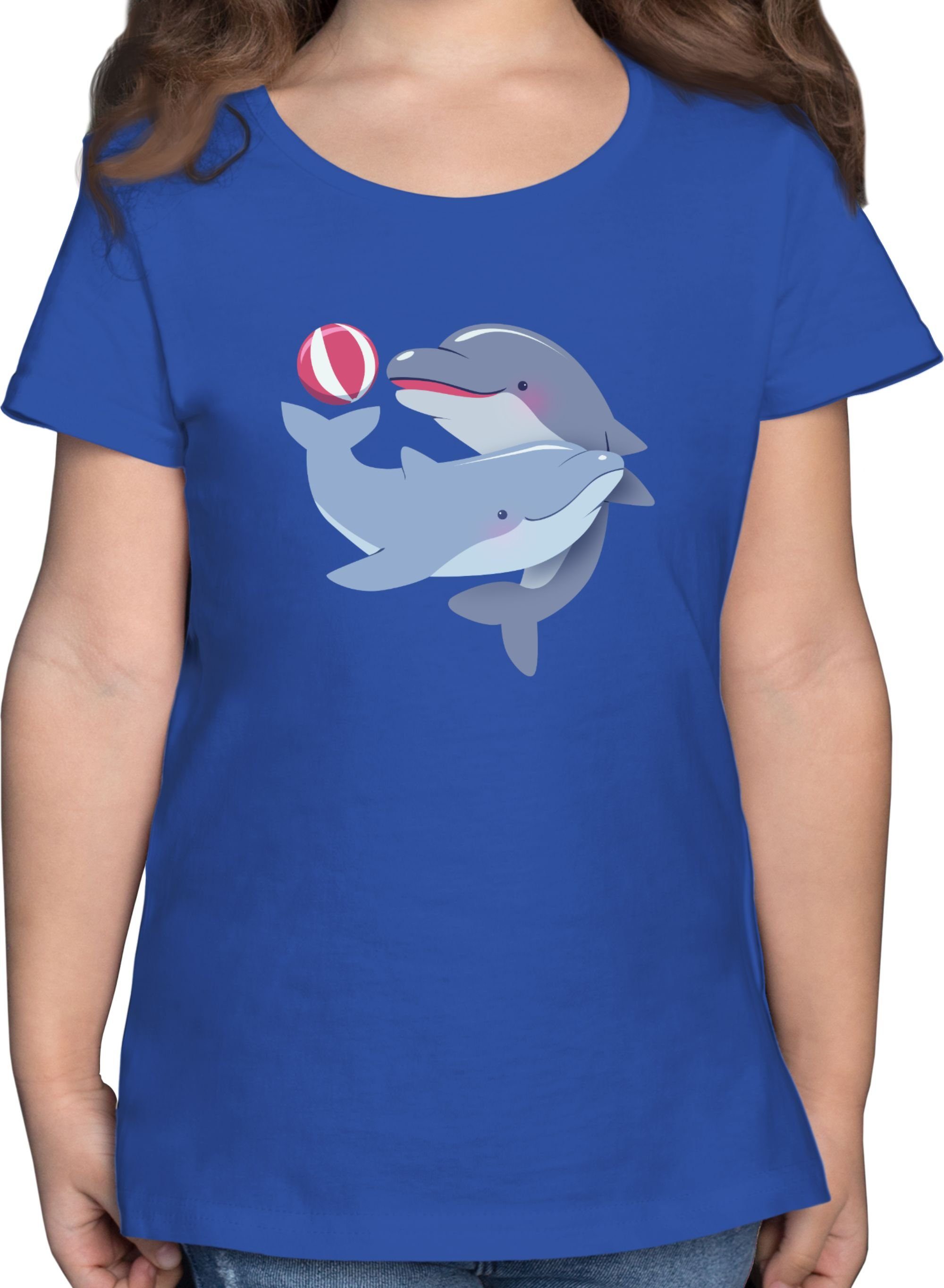 Shirtracer T-Shirt Delfine Tiermotiv Animal Print 1 Royalblau