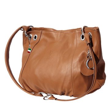 FLORENCE Schultertasche Florence Echtleder Hobo Bag Damen tan (Schultertasche), Damen Leder Schultertasche, Henkeltasche, tan, braun ca. 42cm