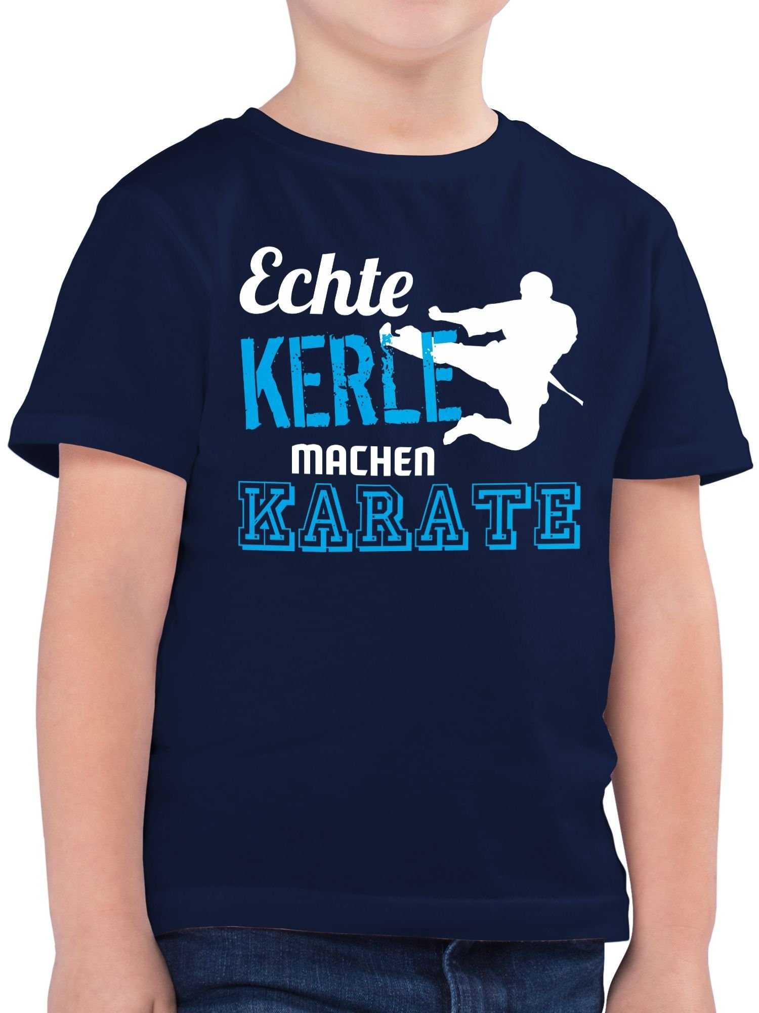 Shirtracer T-Shirt Echte Kerle machen Karate Kinder Sport Kleidung 1 Dunkelblau