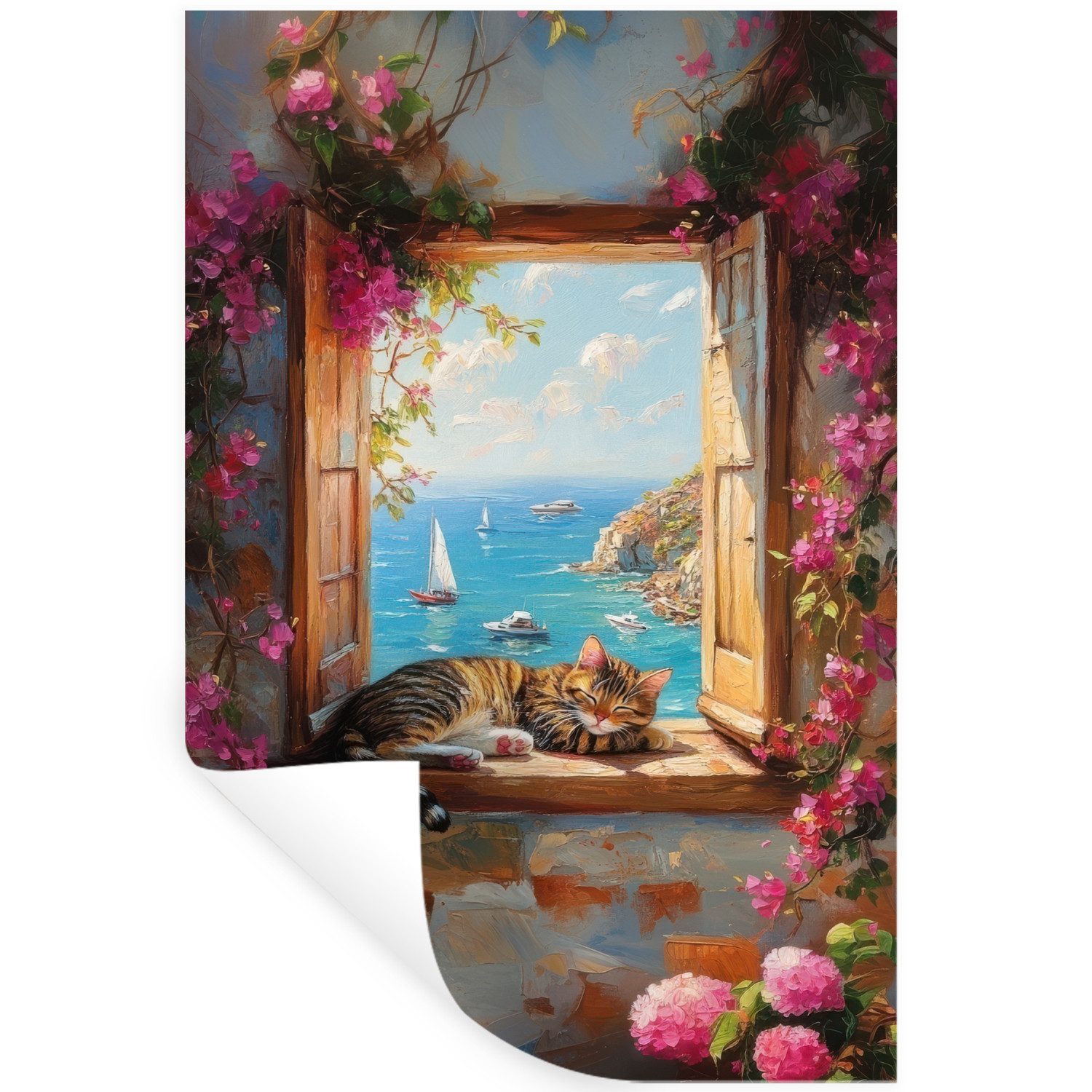 MuchoWow Wandsticker Katze - Blaues Meer günstig online kaufen