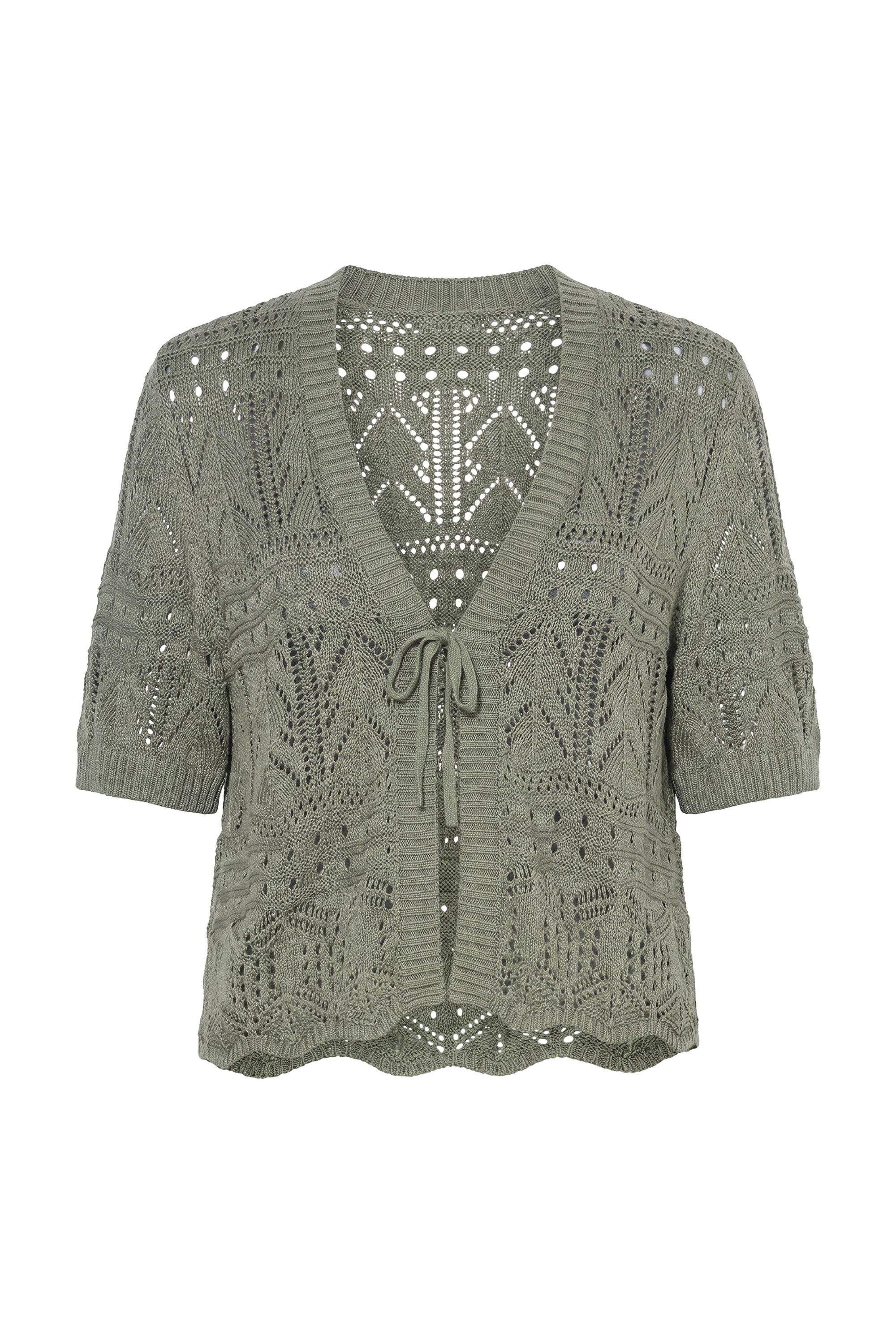 Angel of Style Strickjacke Strickjacke Straight Fit Ajourstrick Halbarm