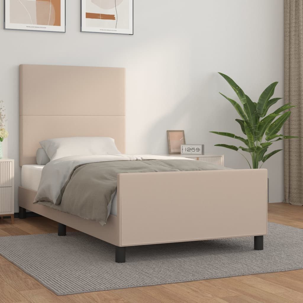 vidaXL Bett, Bettgestell mit Kopfteil Cappuccino-Braun 90x190 cm Kunstleder günstig online kaufen