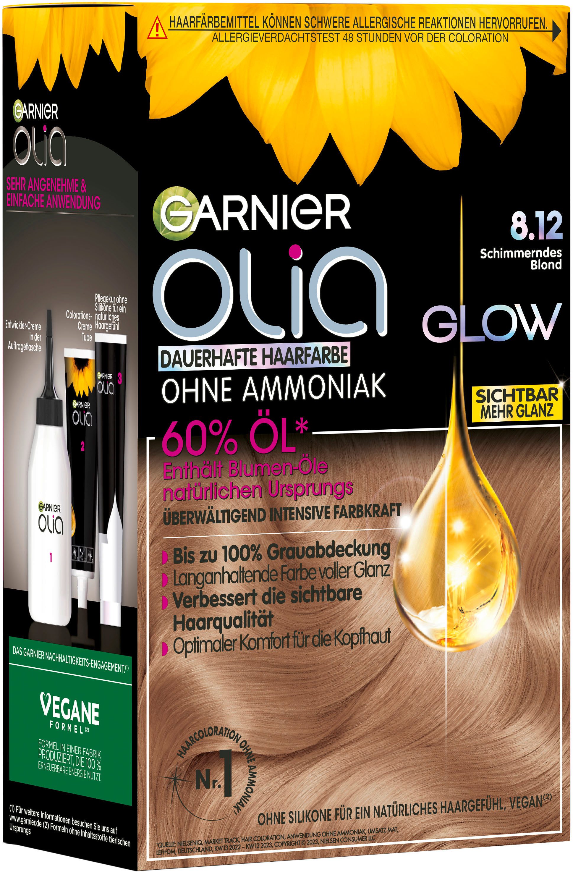 GARNIER Coloration Garnier Olia Glow, Packung, 3-tlg., mit pflegender Formel