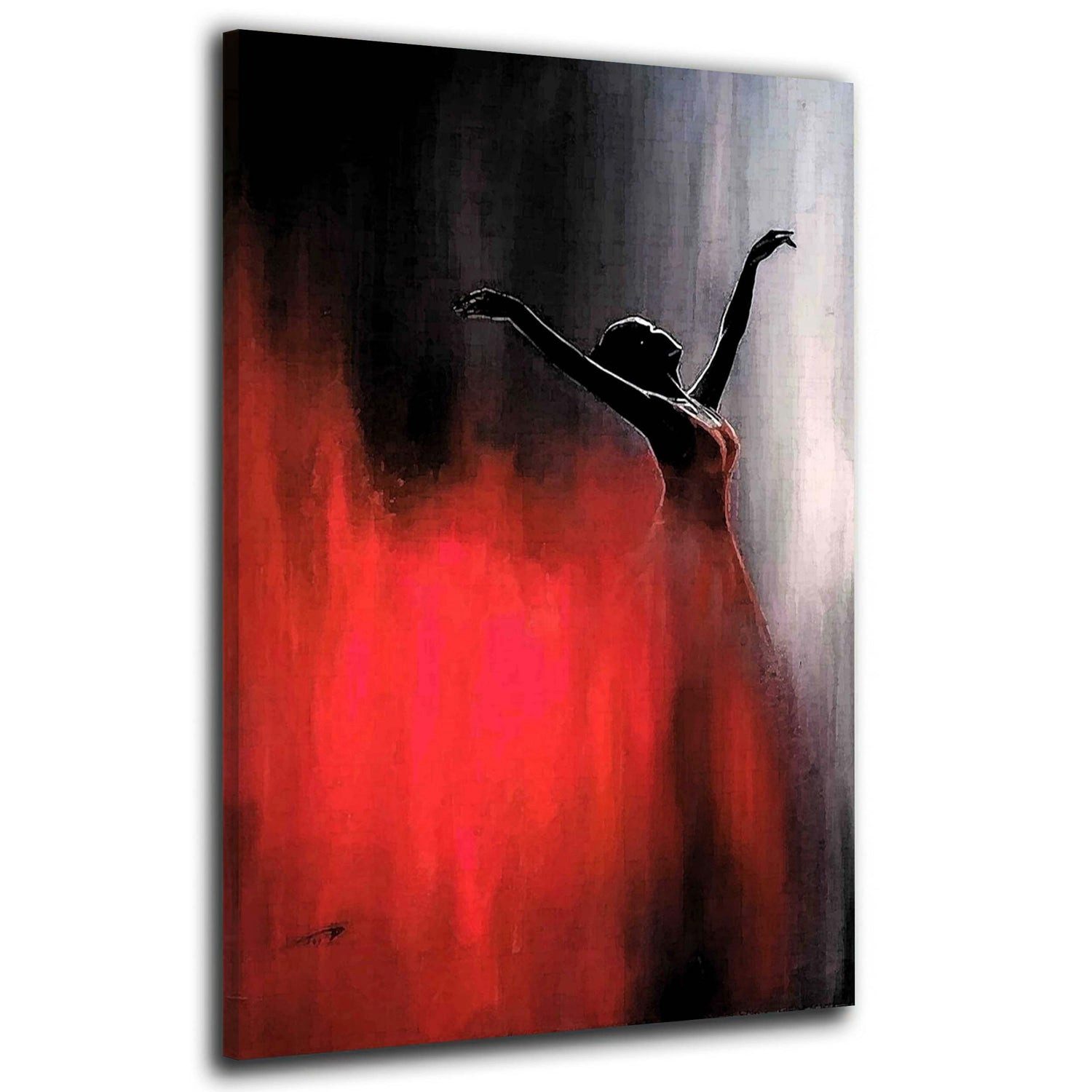Artedinoi Leinwandbild Ballerina mit rotem Kleid Abstrakt Leinwandbild Wandbild Deko Kunst XL, Ballerina im roten Kleid