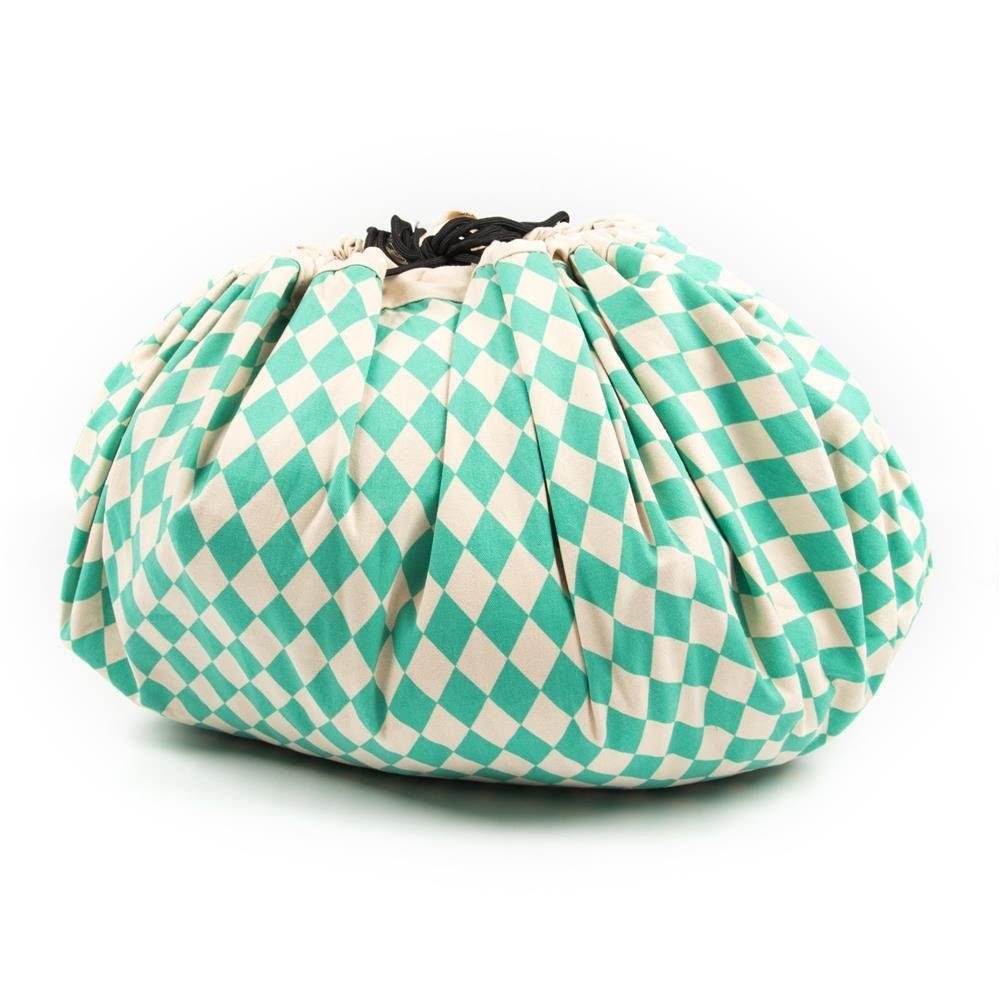 Play&Go Spielmatte Spieldecke Diamond green Ø 140 cm, Aufbewahrungssack, Spielteppich, Spielzeugtasche, Aufbewahrung für Spielzeug, Diamanten, Grün