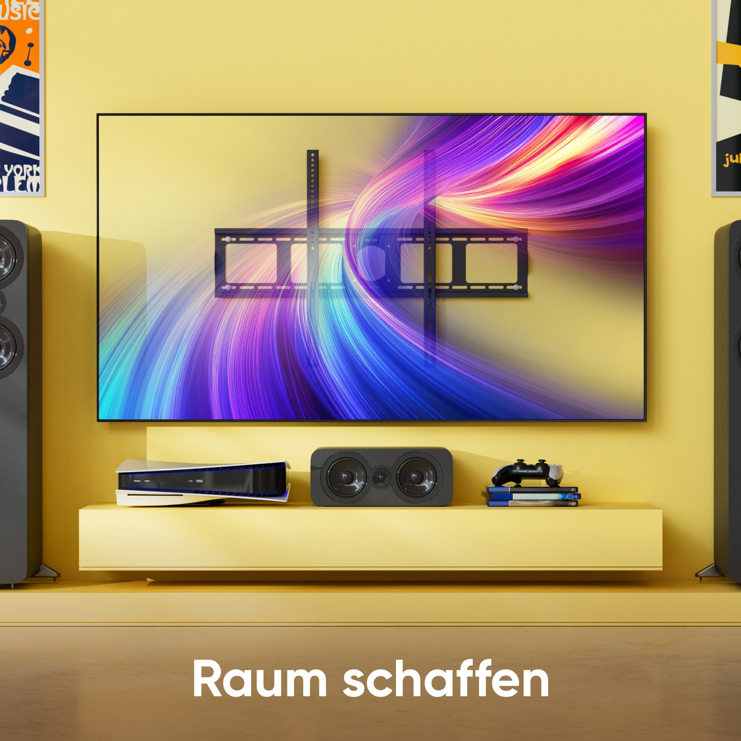 ONKRON TV-Wandhalterung 55-100 Zoll, bis 80 kg, VESA 75x75-800x600, UF4-B, (bis 100,00 Zoll, fest, flach, ultra slim, integrierte Wasserwaage) – Bild 3 von 5